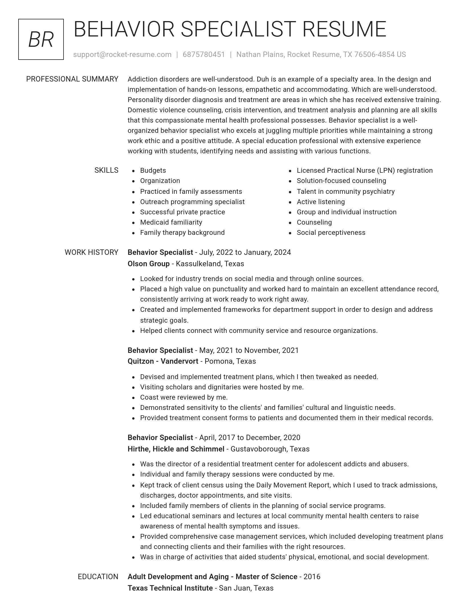 Renowned resume template