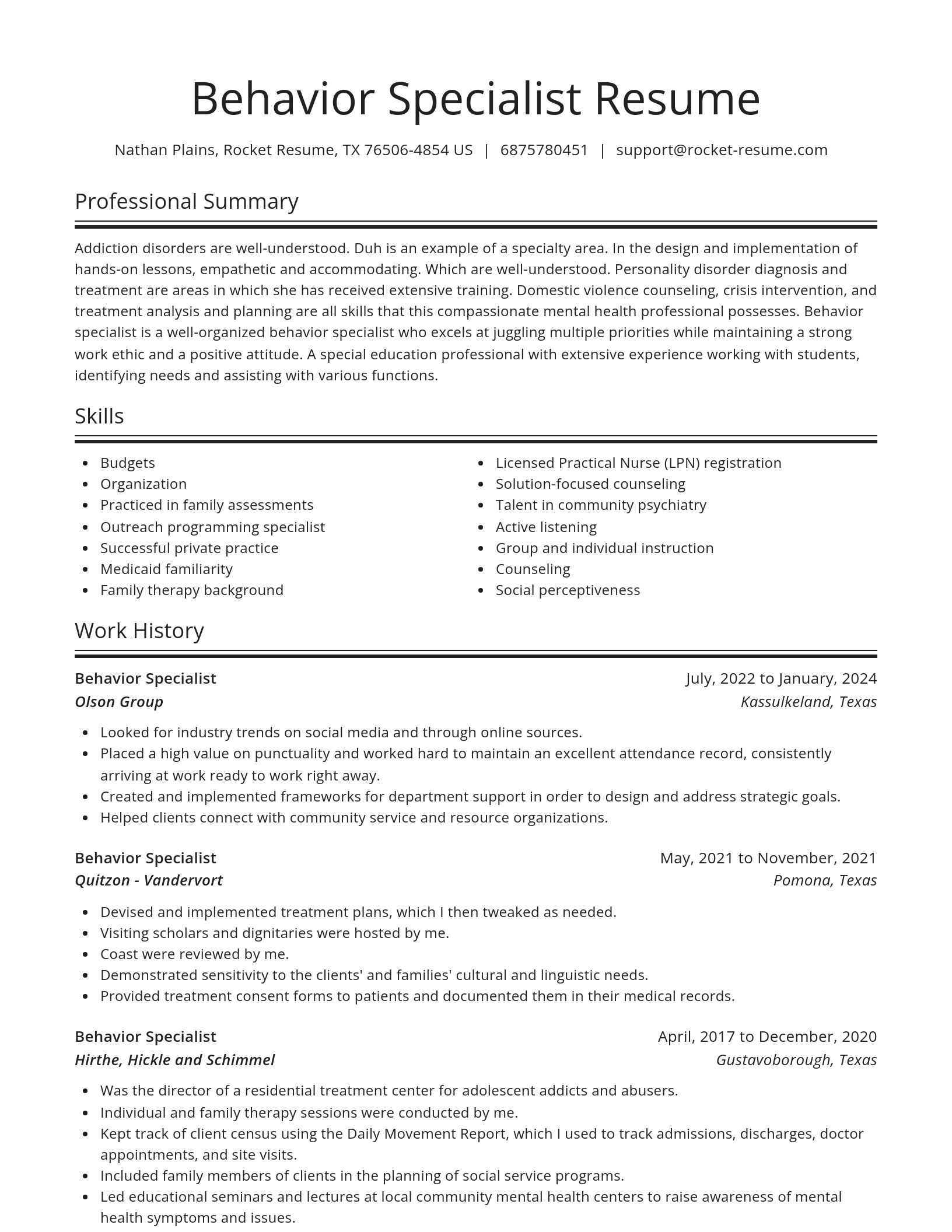 Spotlight resume template