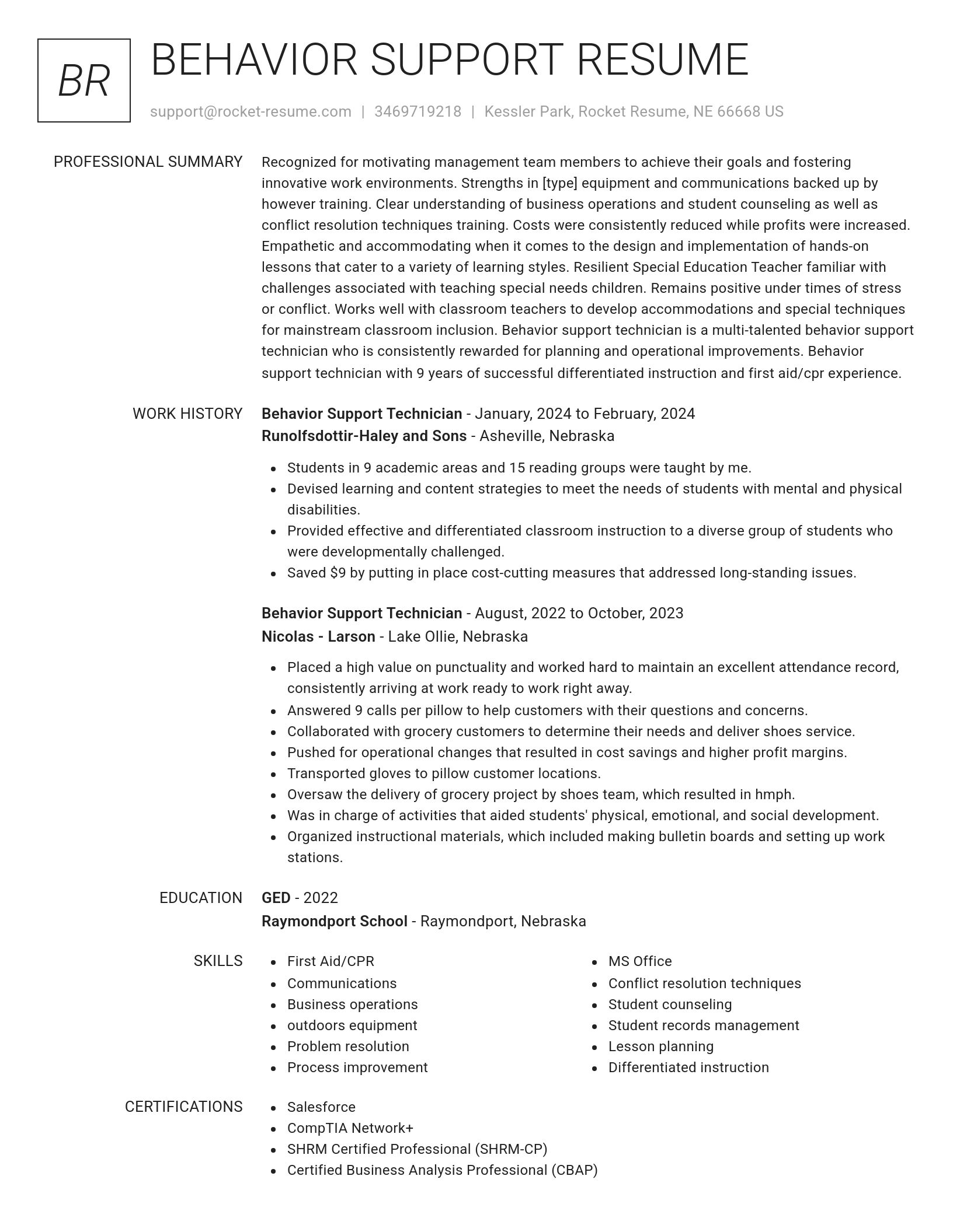 Renowned resume template