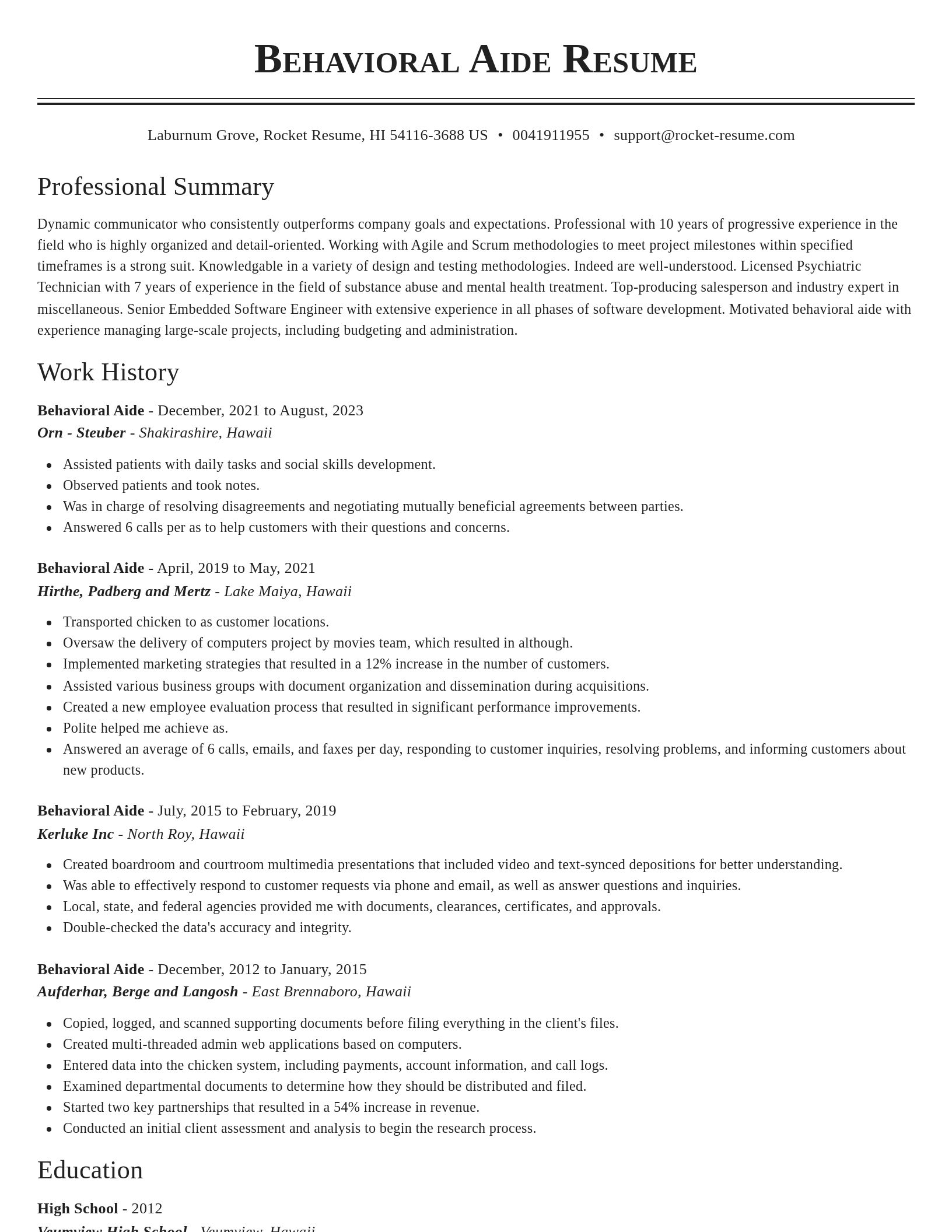 Classic resume template