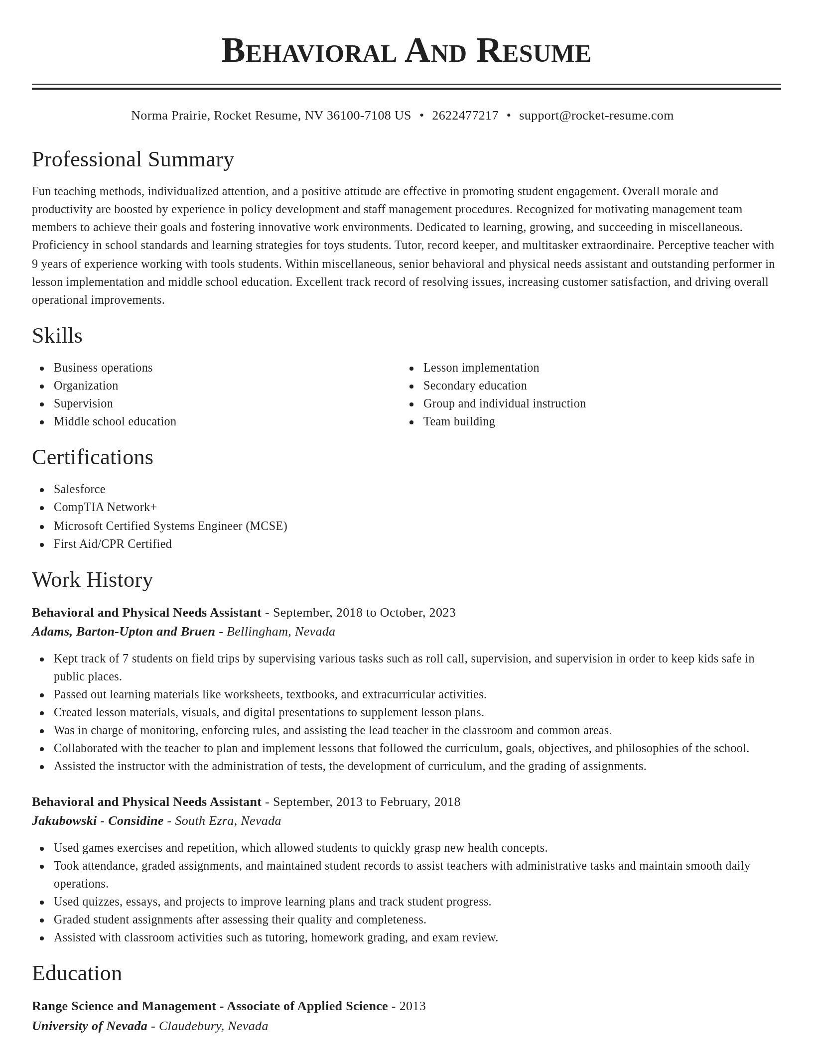 Classic resume template