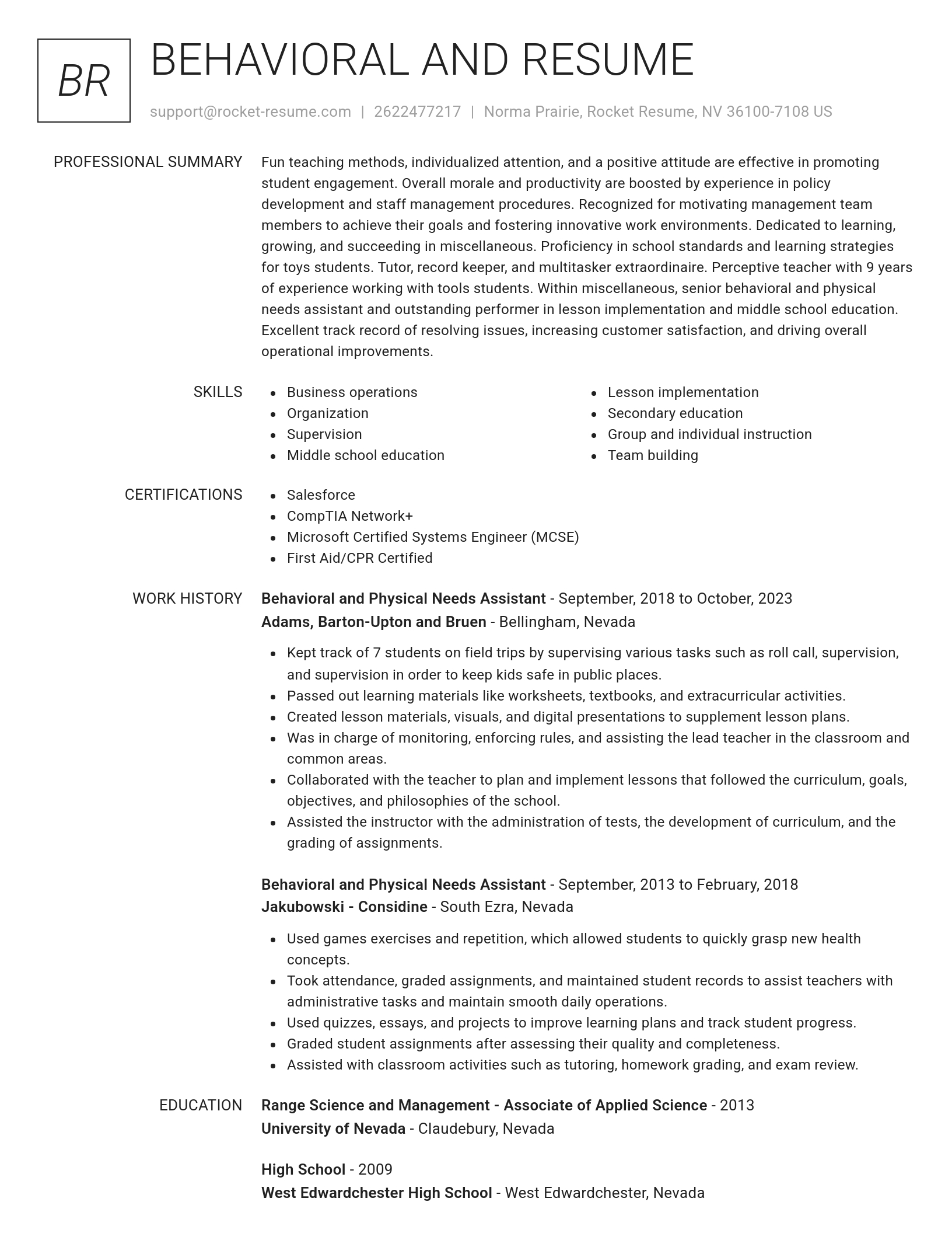 Renowned resume template