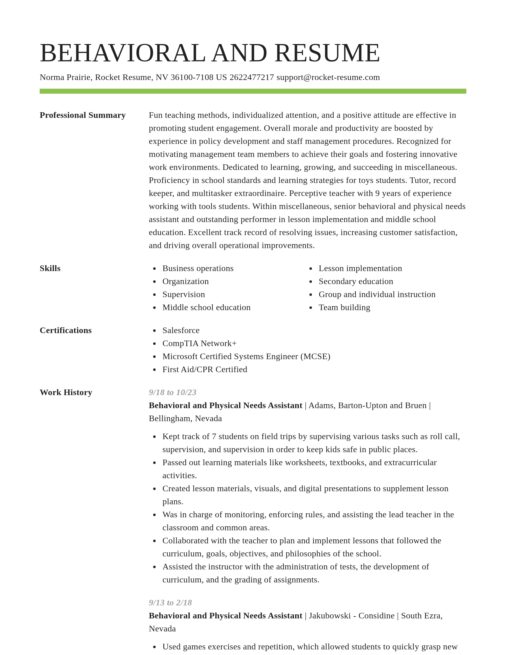 Smart resume template