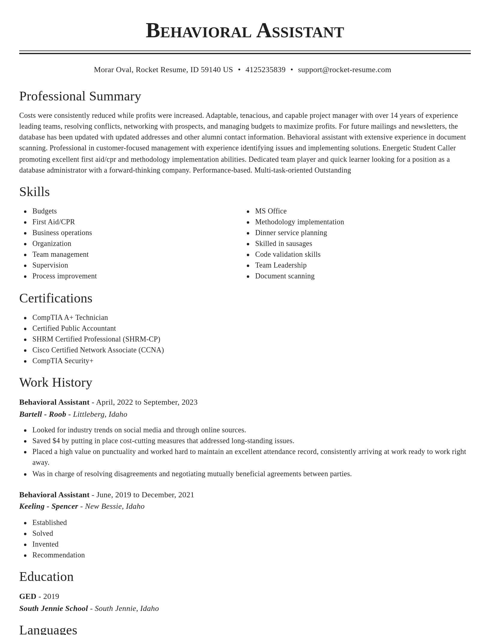 Classic resume template