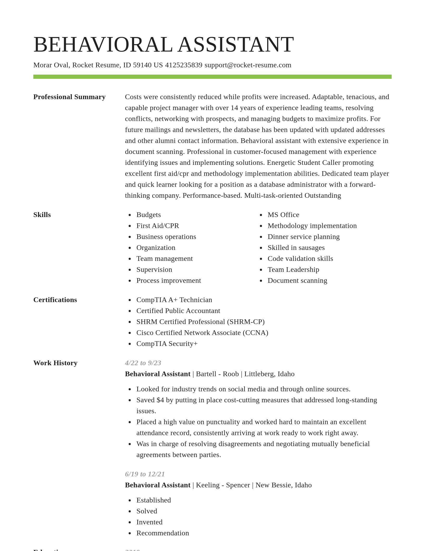 Smart resume template