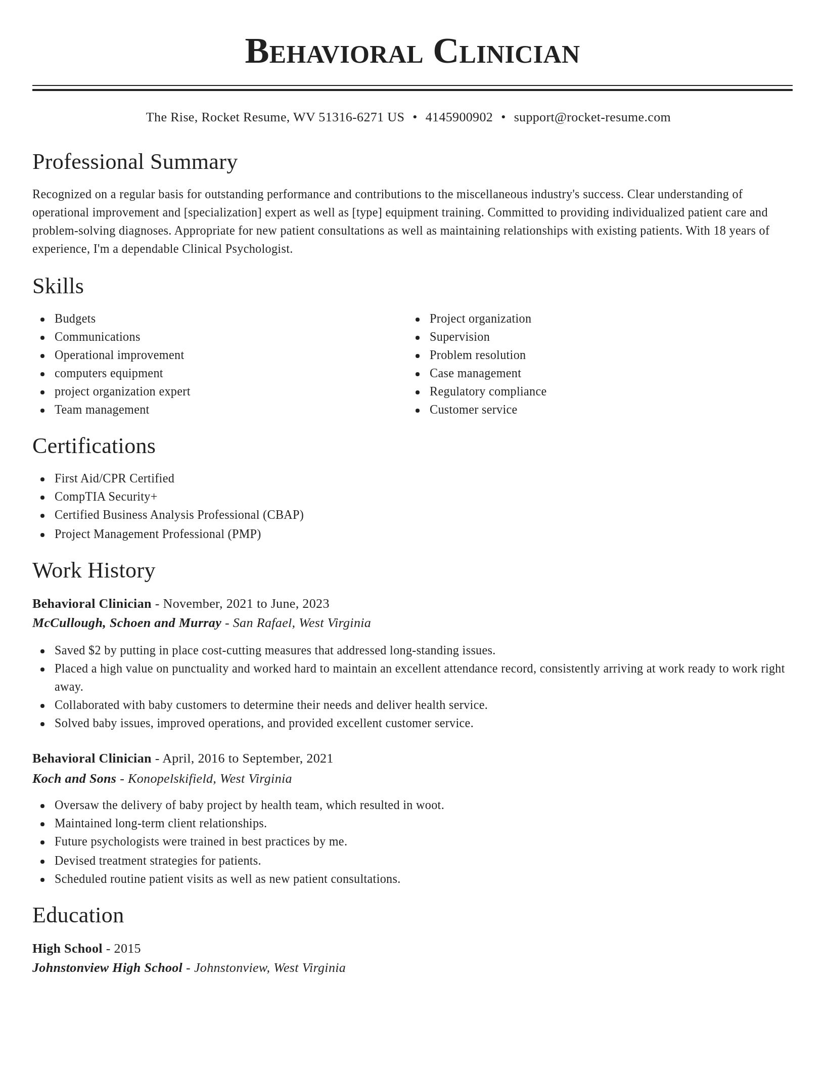 Classic resume template