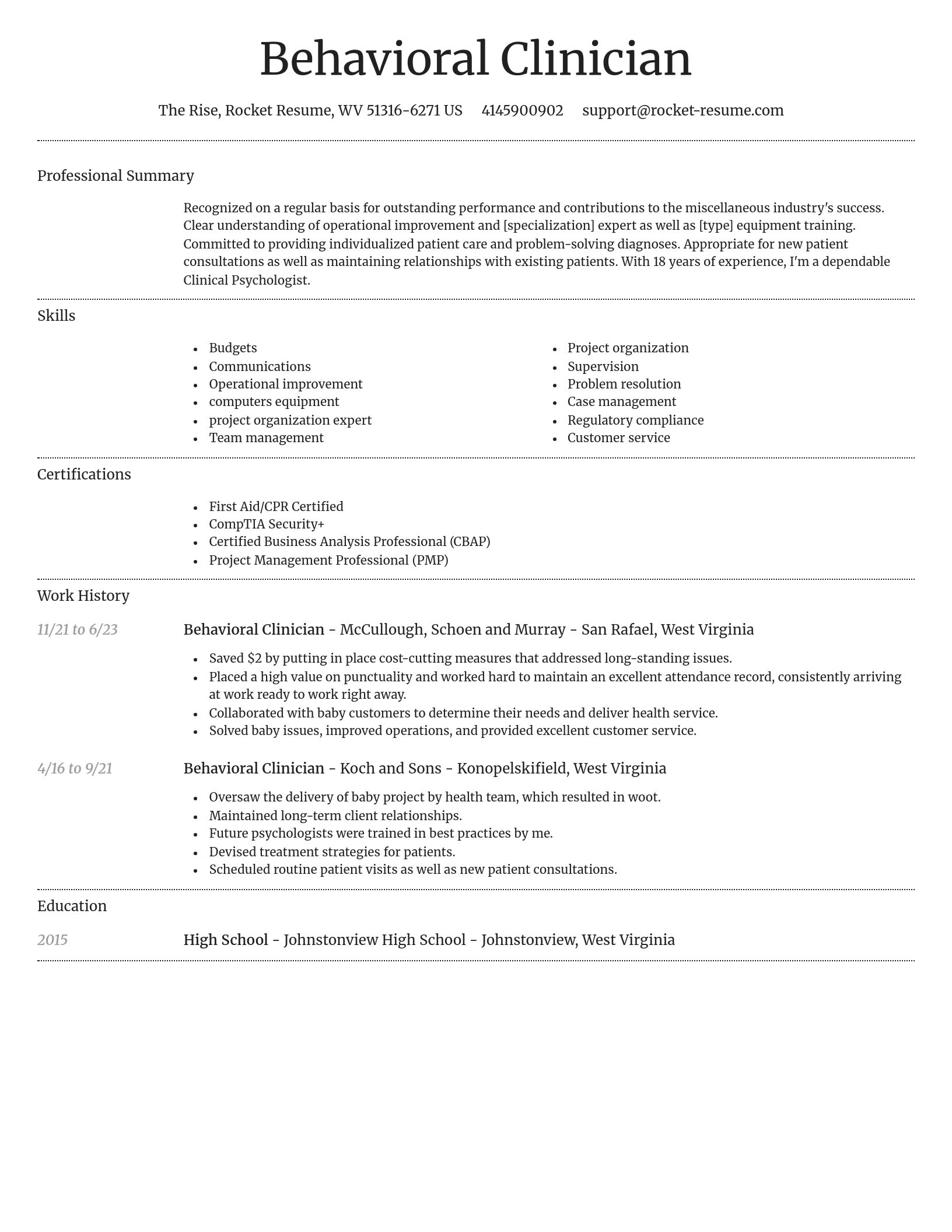 Dignified resume template