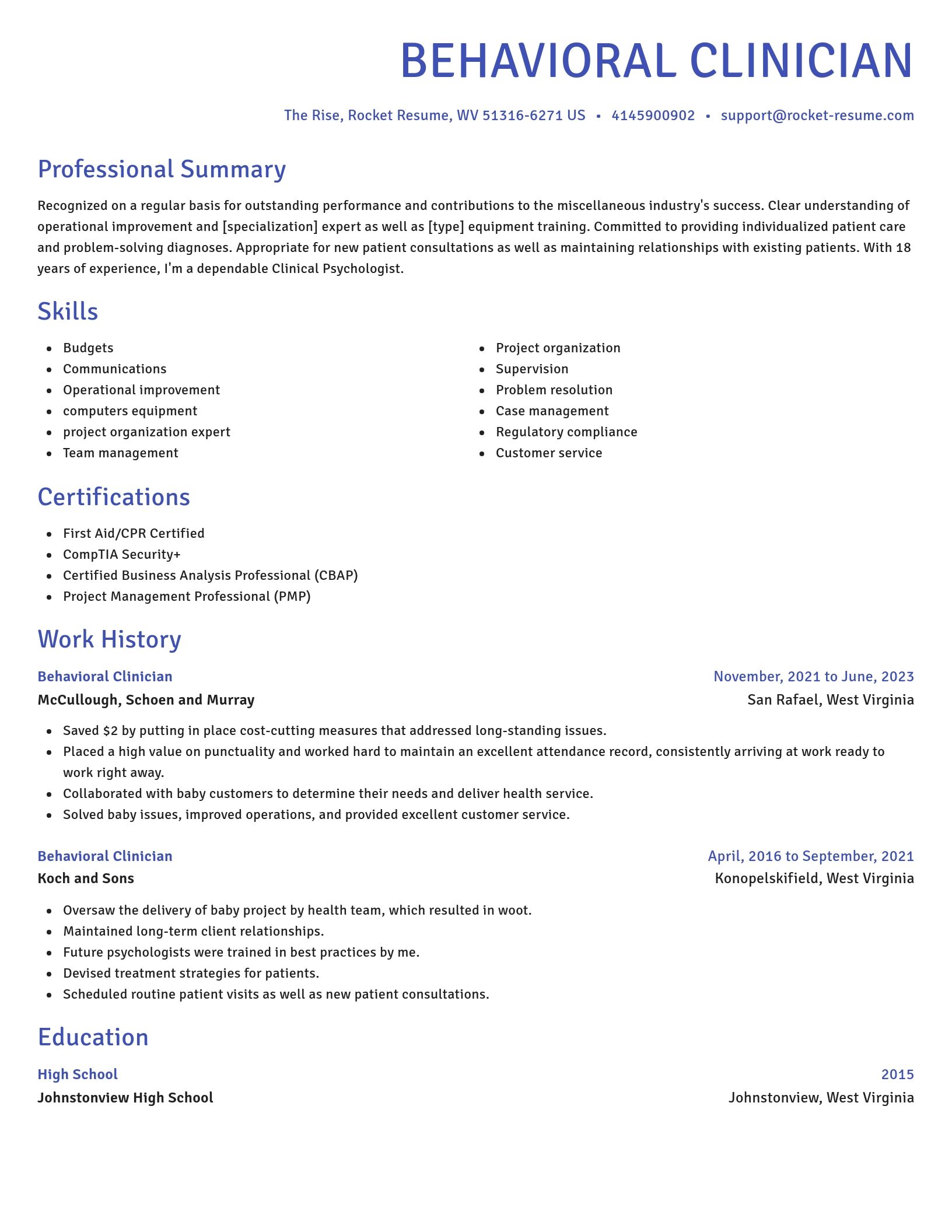 Novel resume template