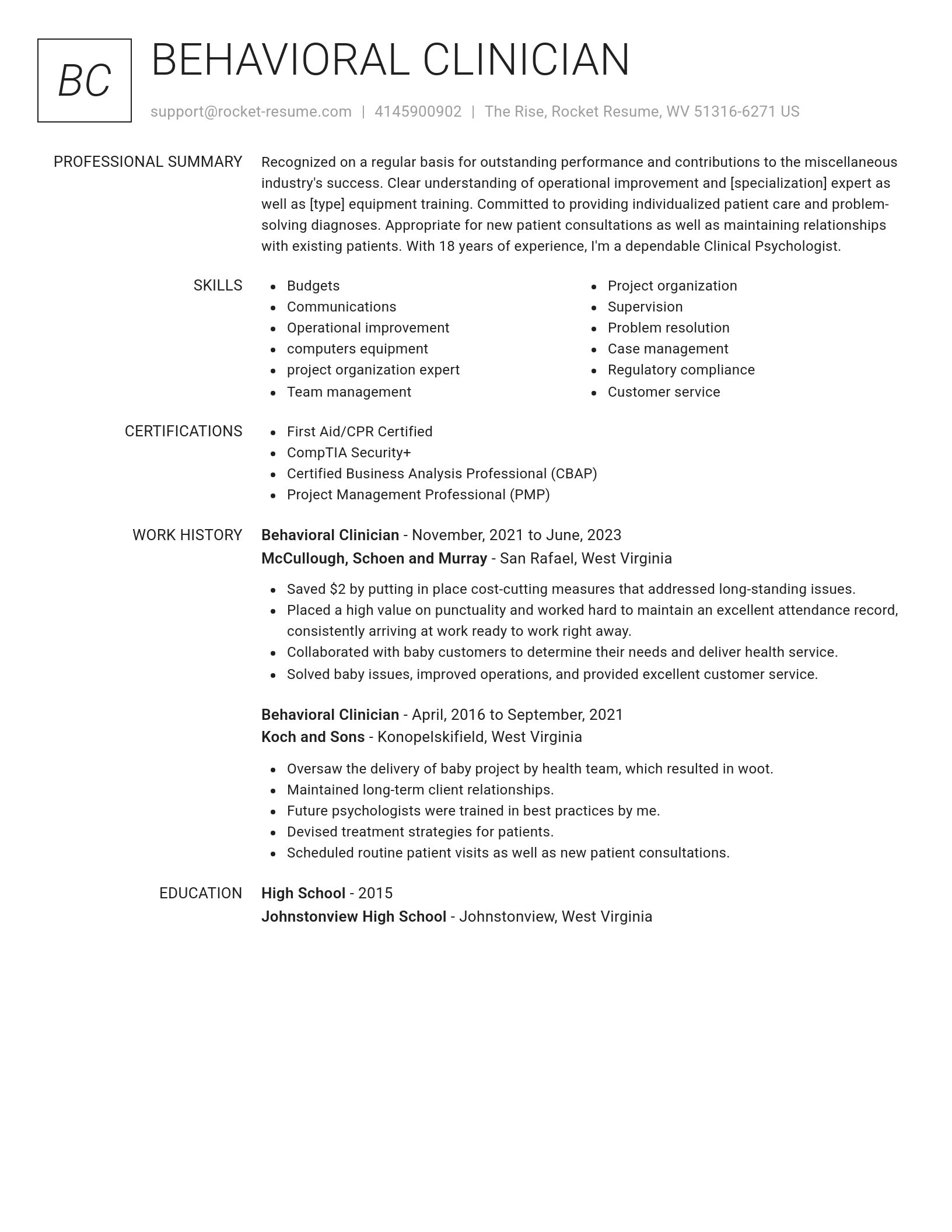 Renowned resume template