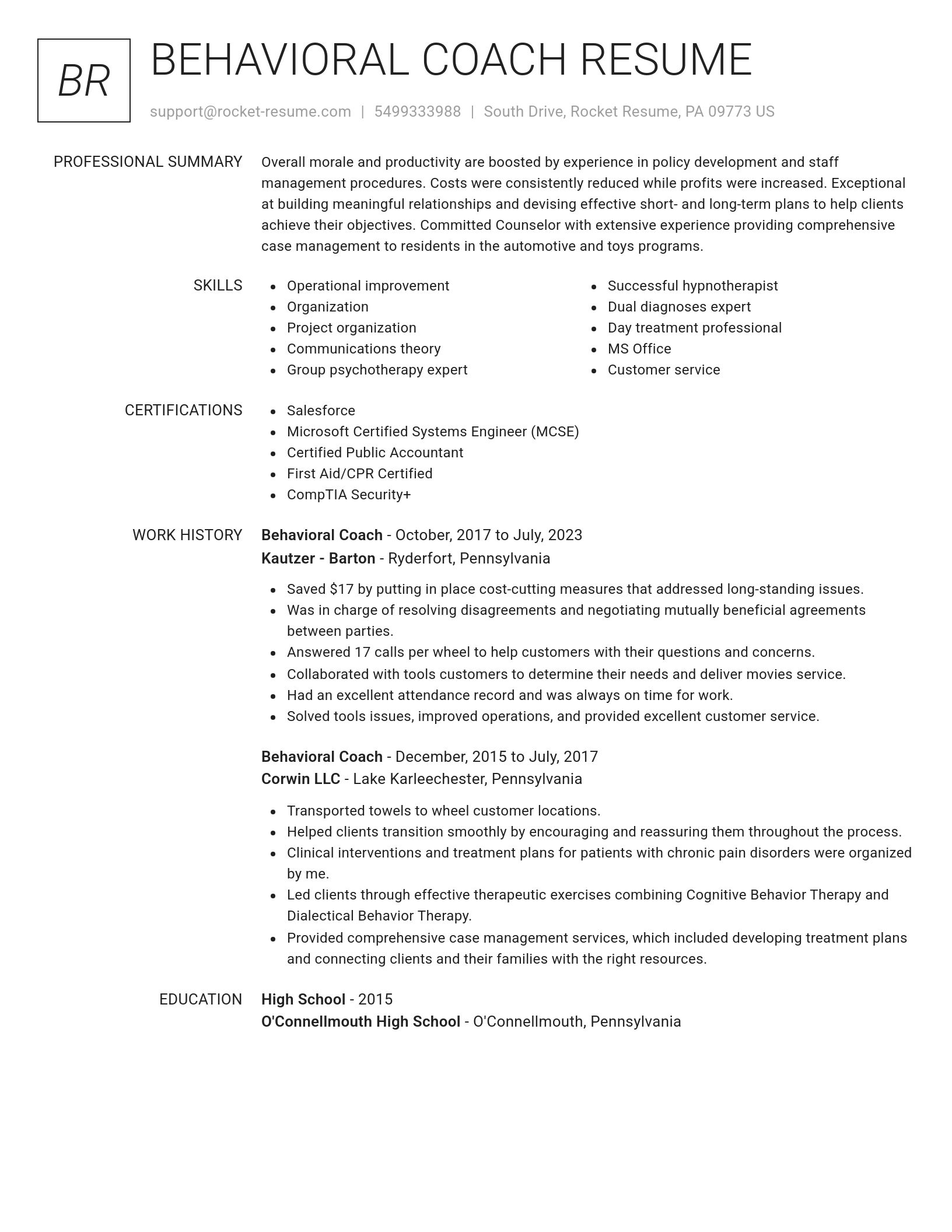 Renowned resume template