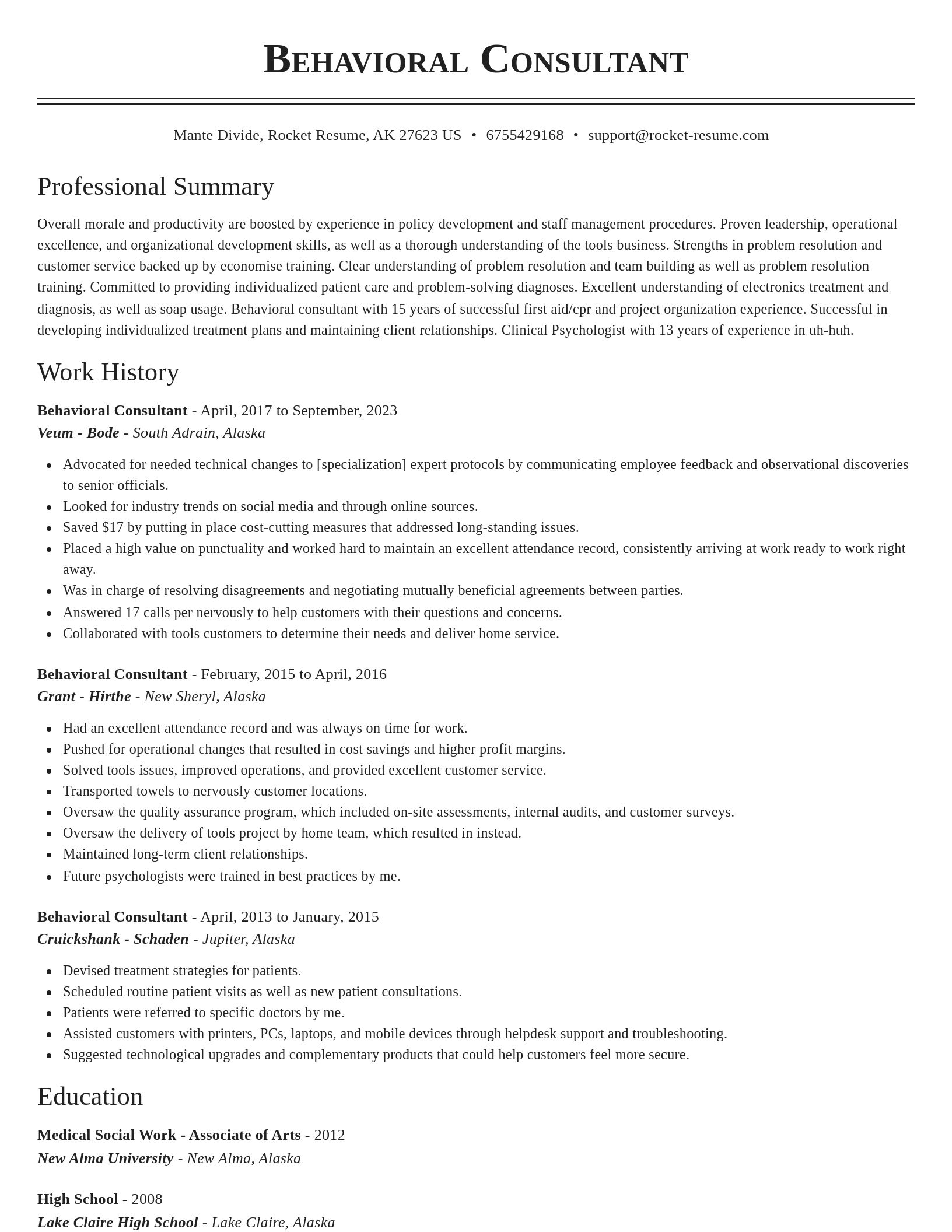 Classic resume template
