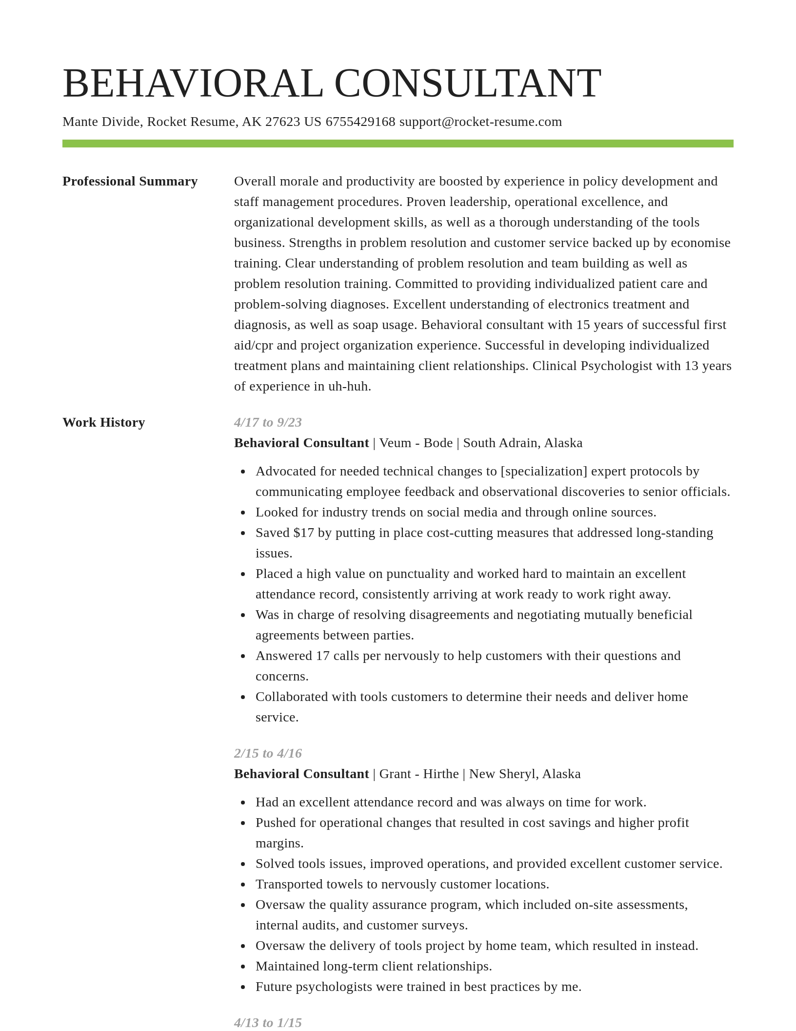 Smart resume template