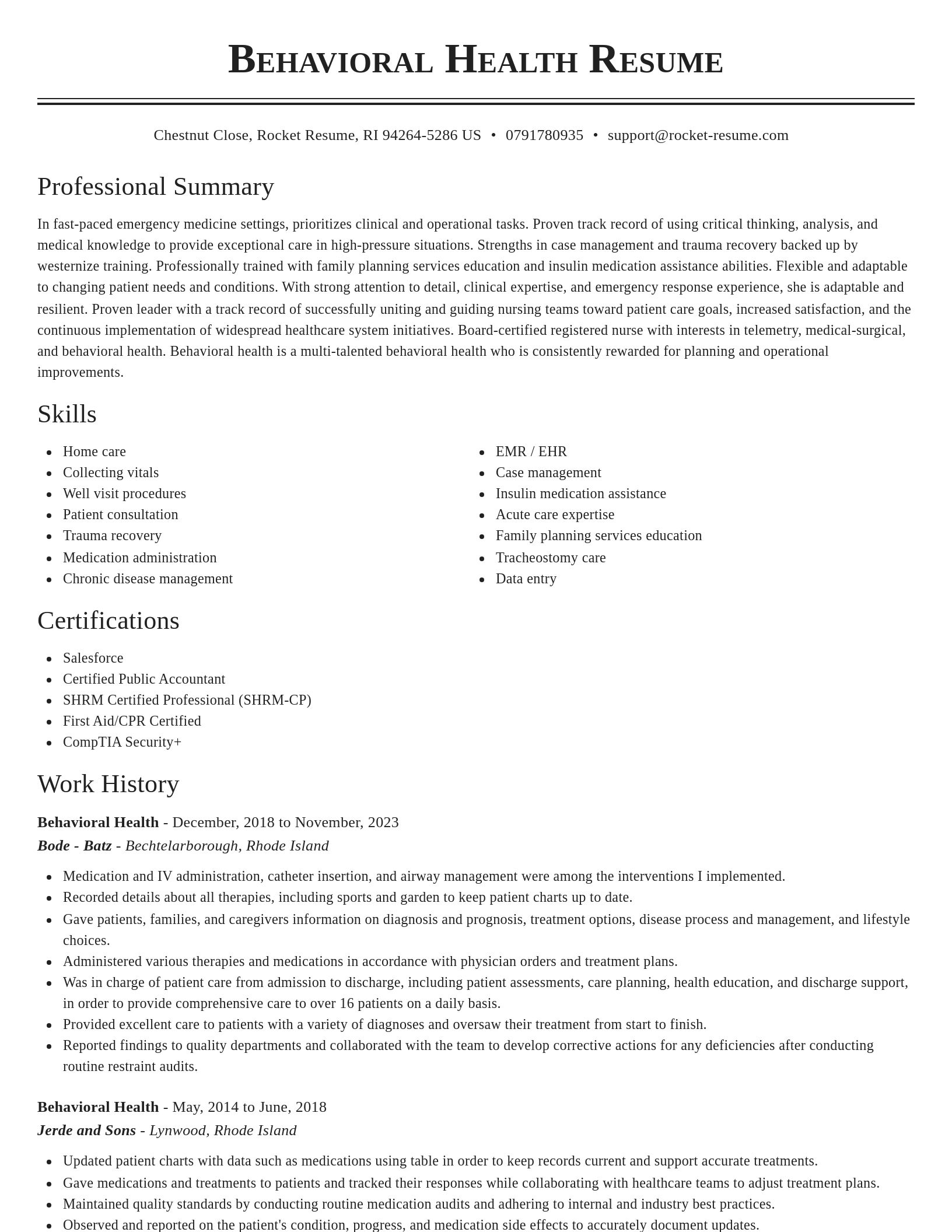 Classic resume template