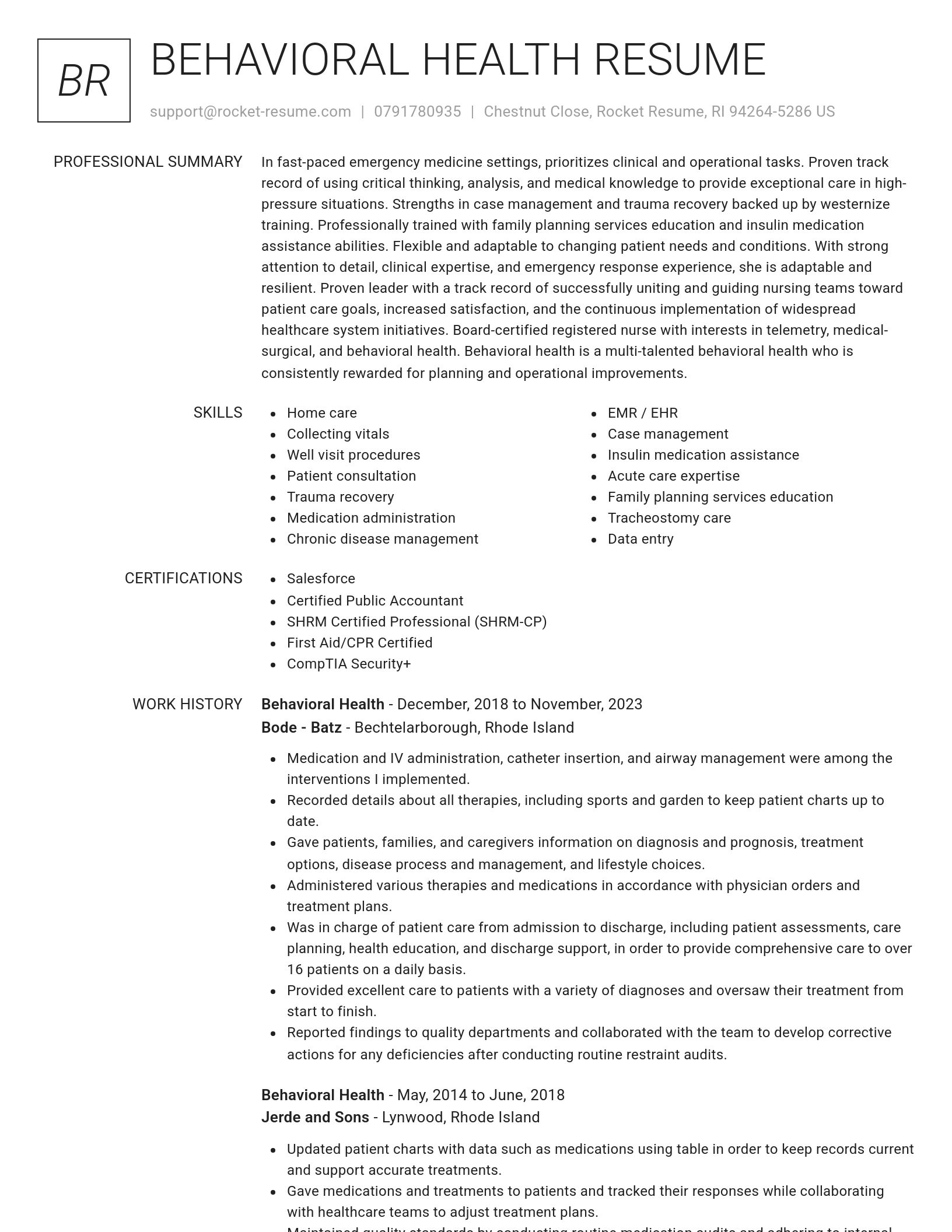 Renowned resume template