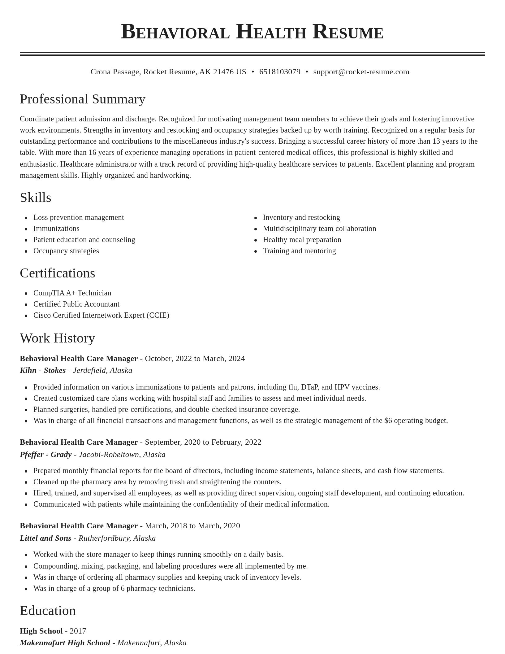 Classic resume template