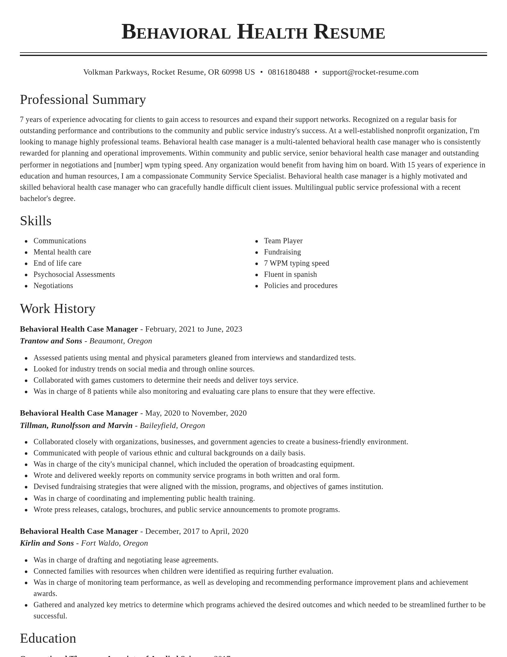 Classic resume template