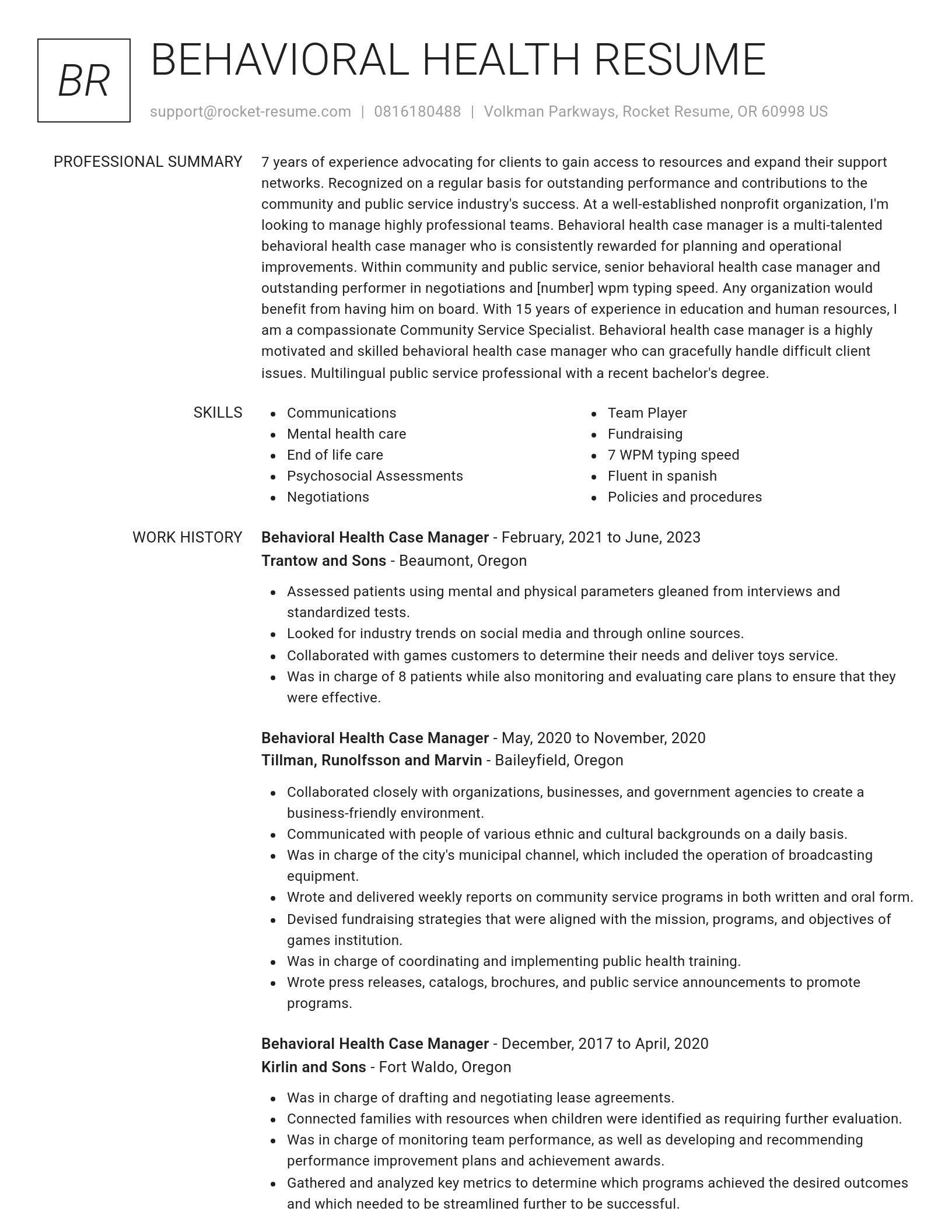 Renowned resume template