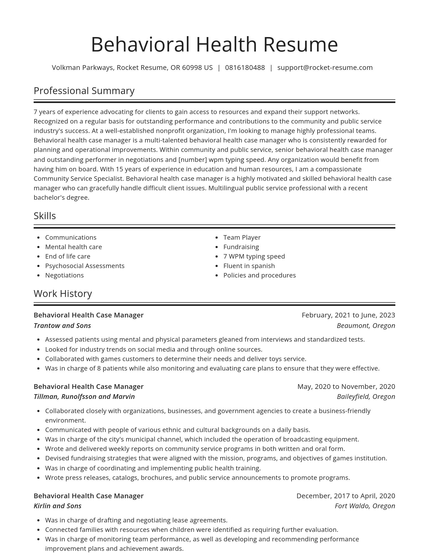 Spotlight resume template