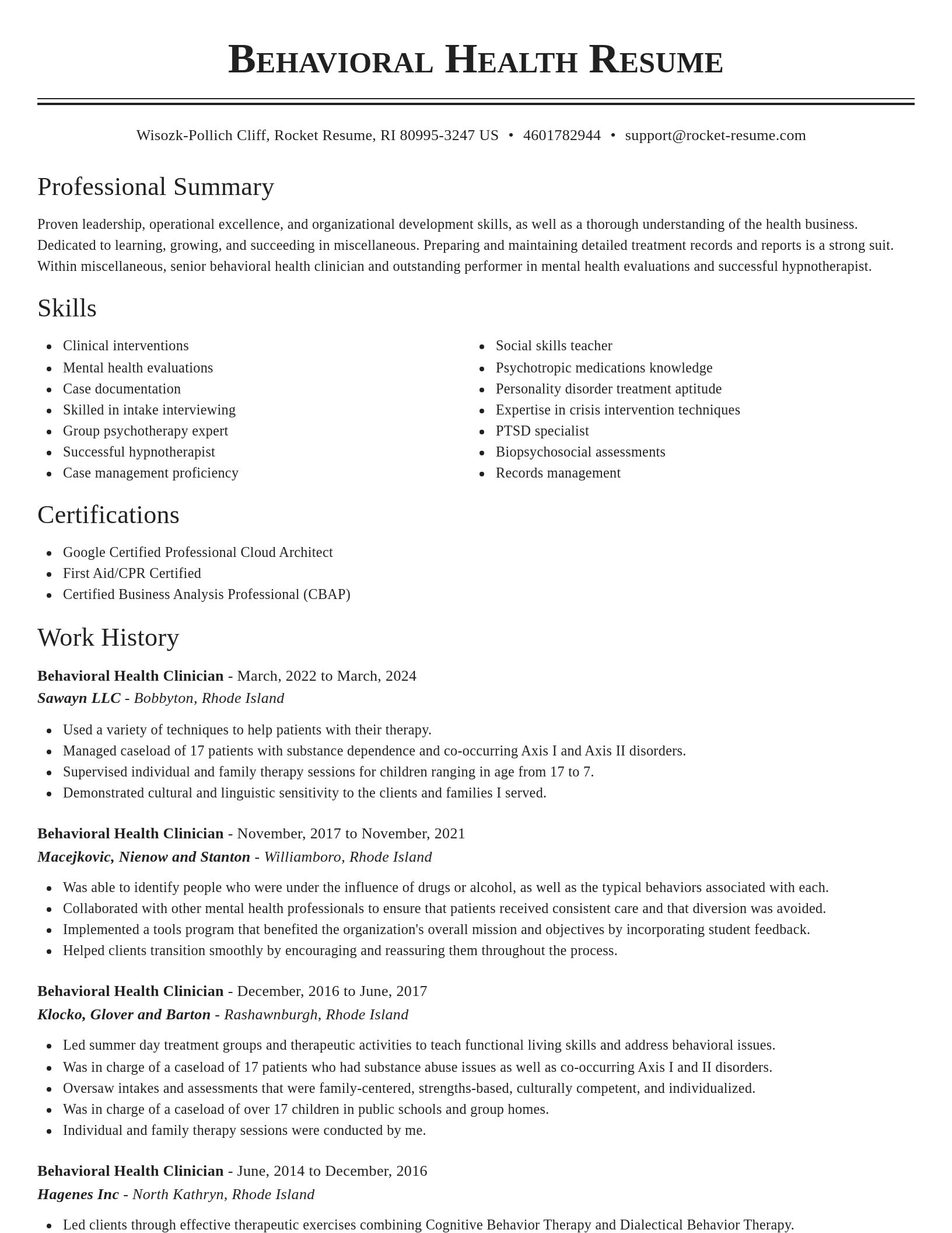 Classic resume template