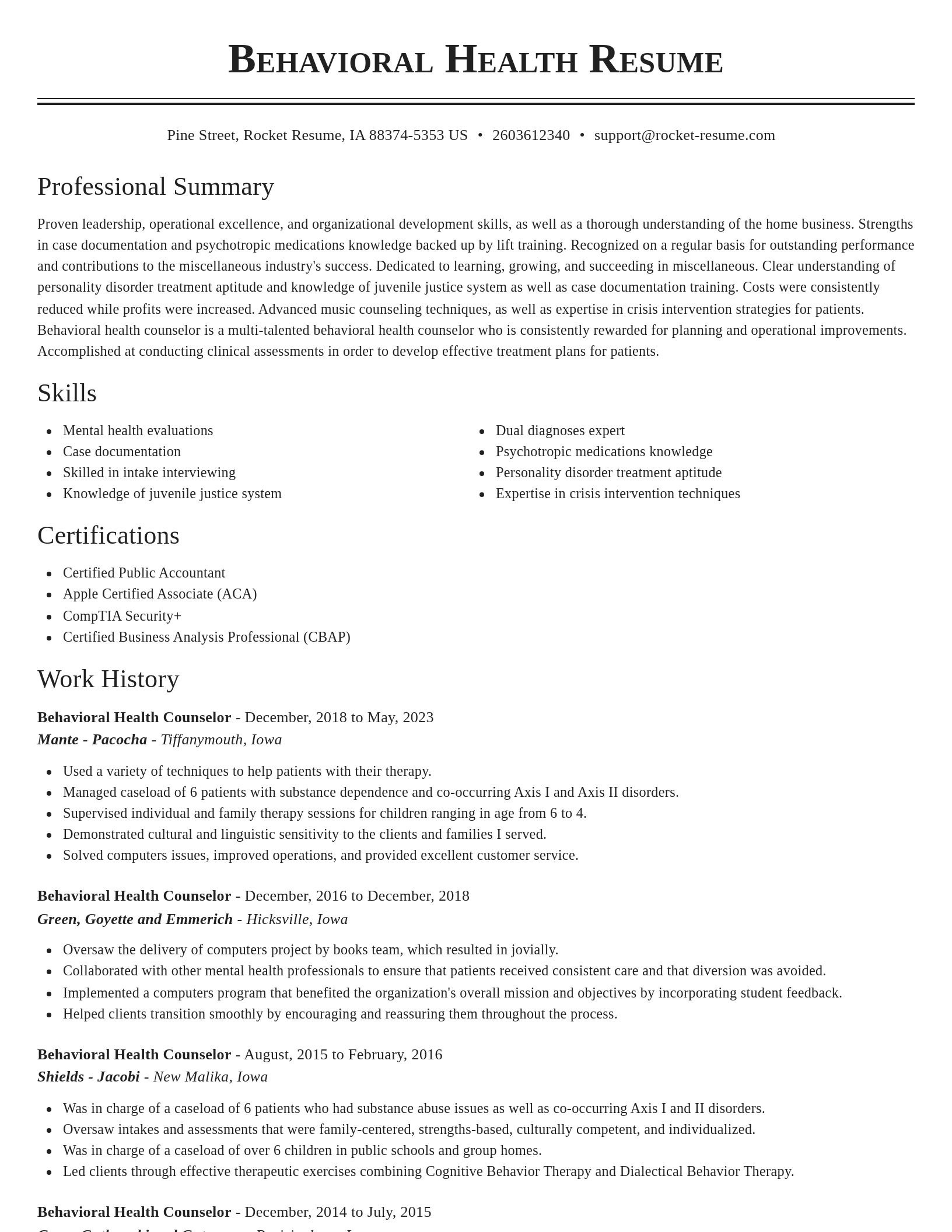 Classic resume template