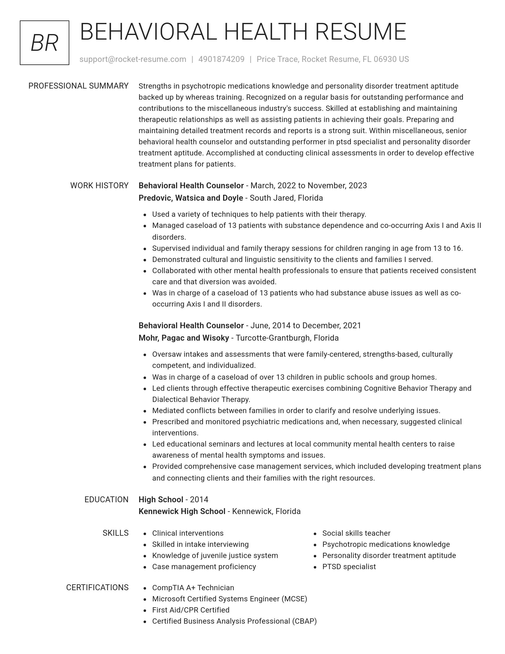 Renowned resume template