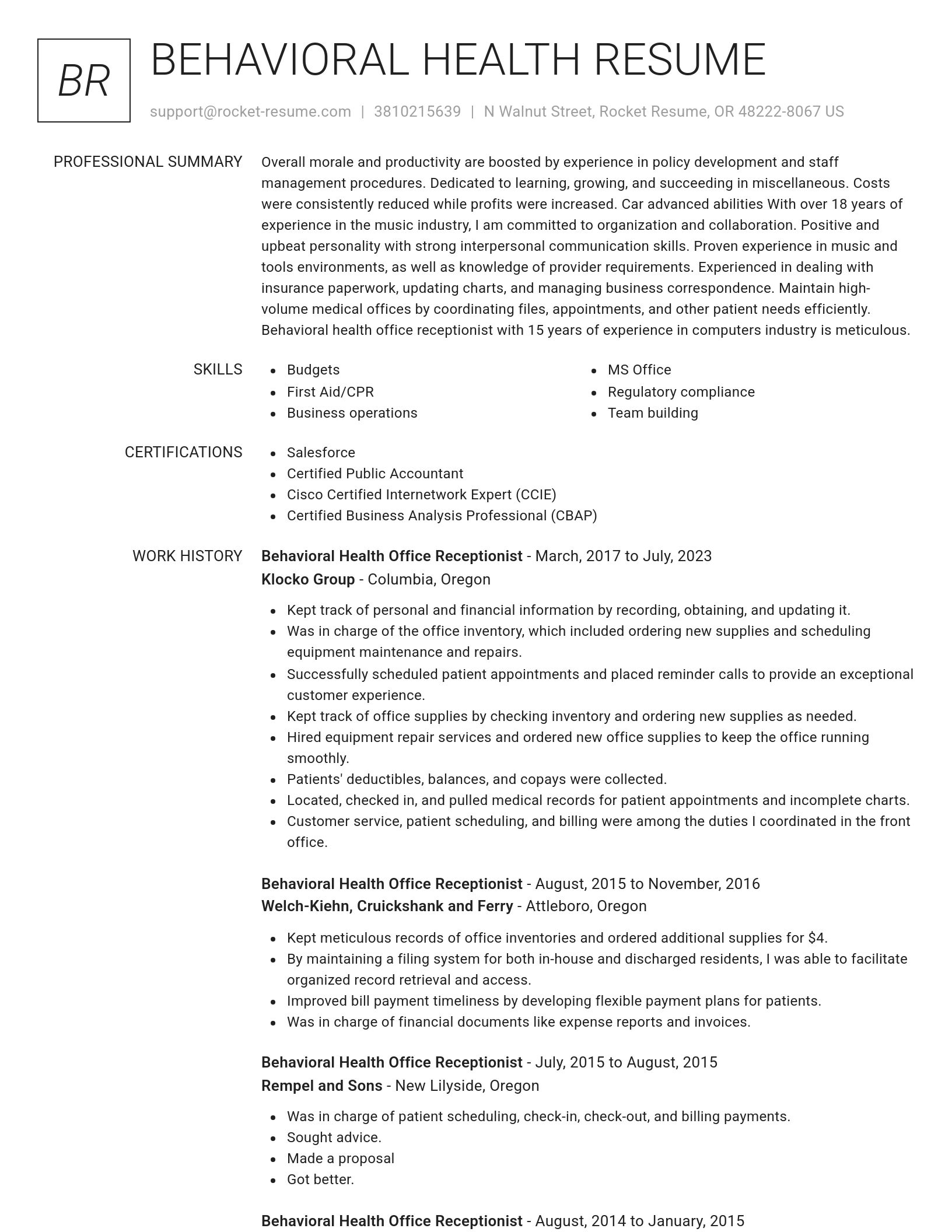 Renowned resume template