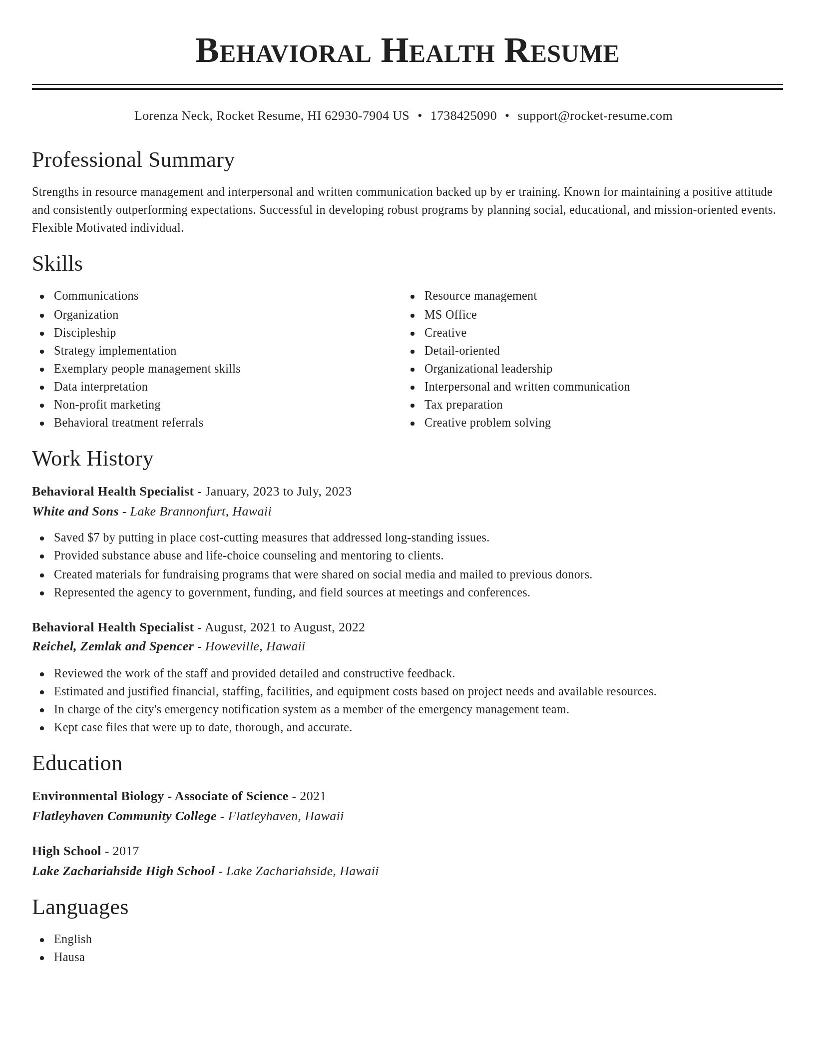 Classic resume template