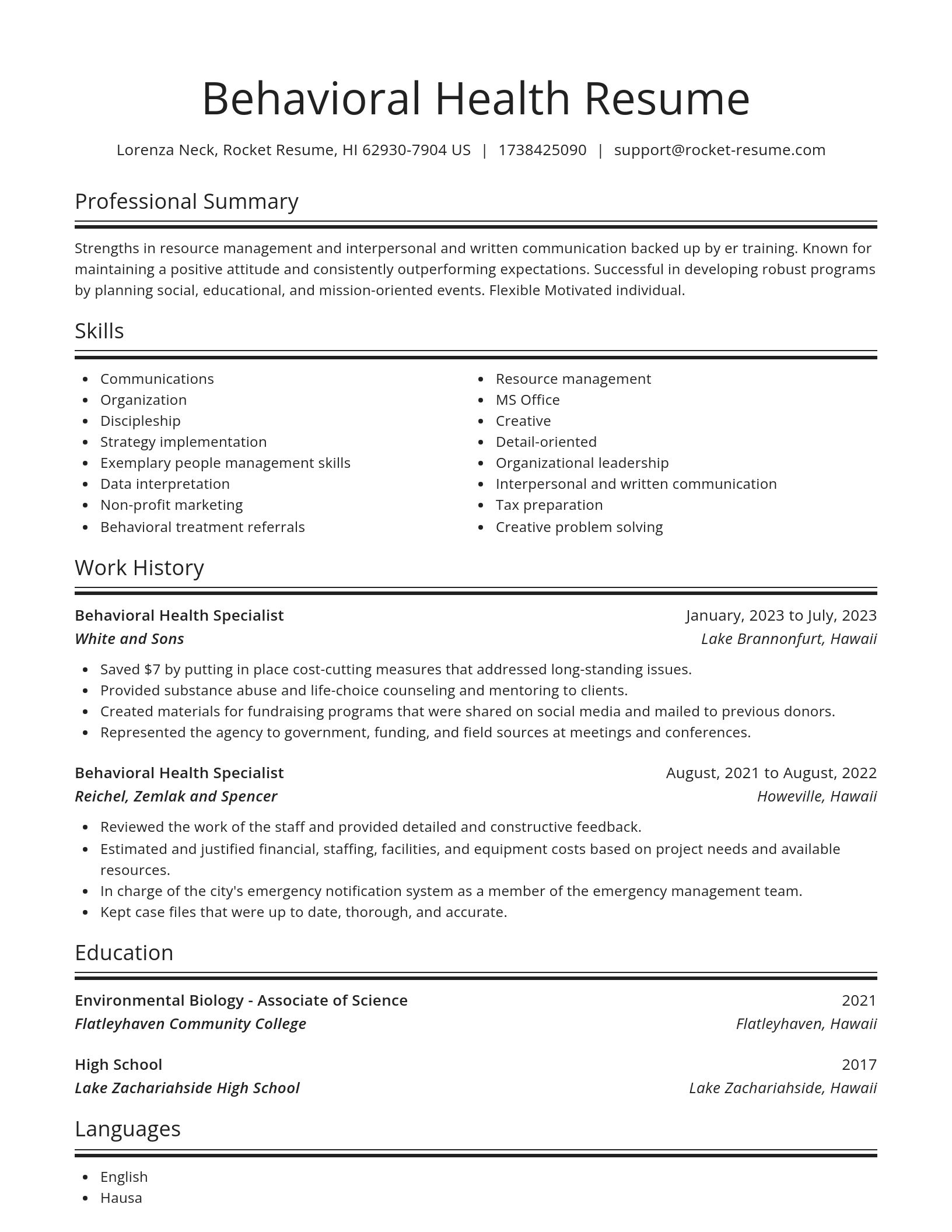 Spotlight resume template