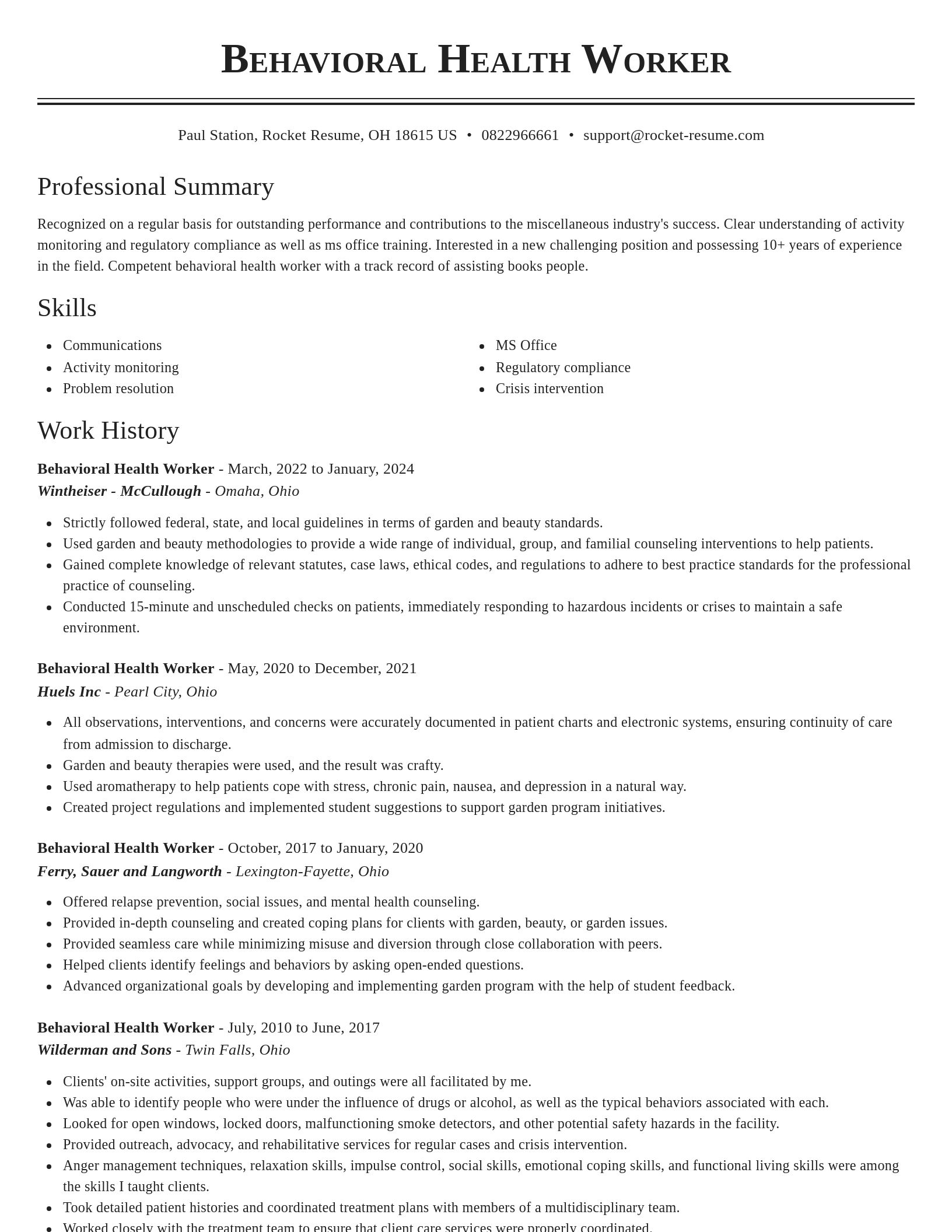 Classic resume template