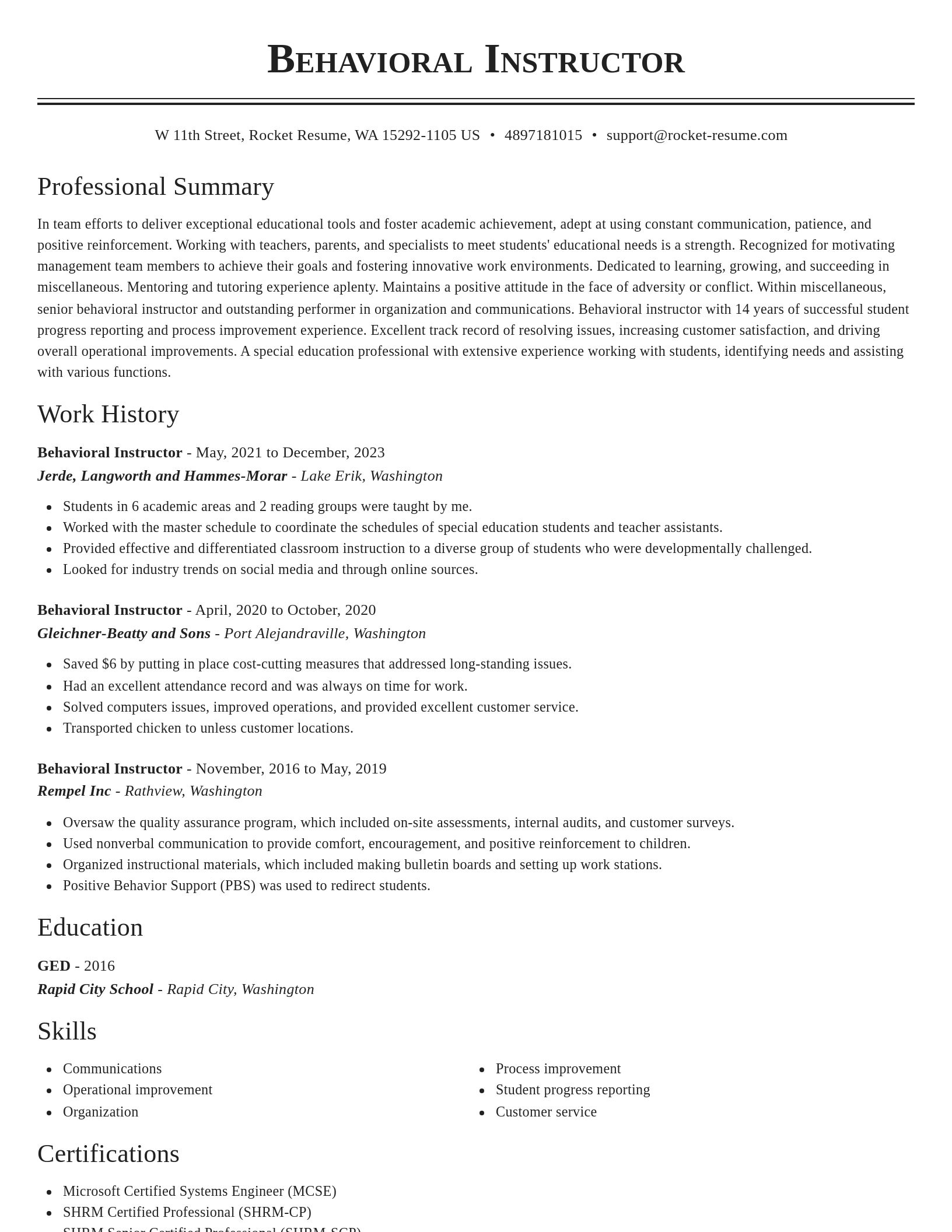 Classic resume template