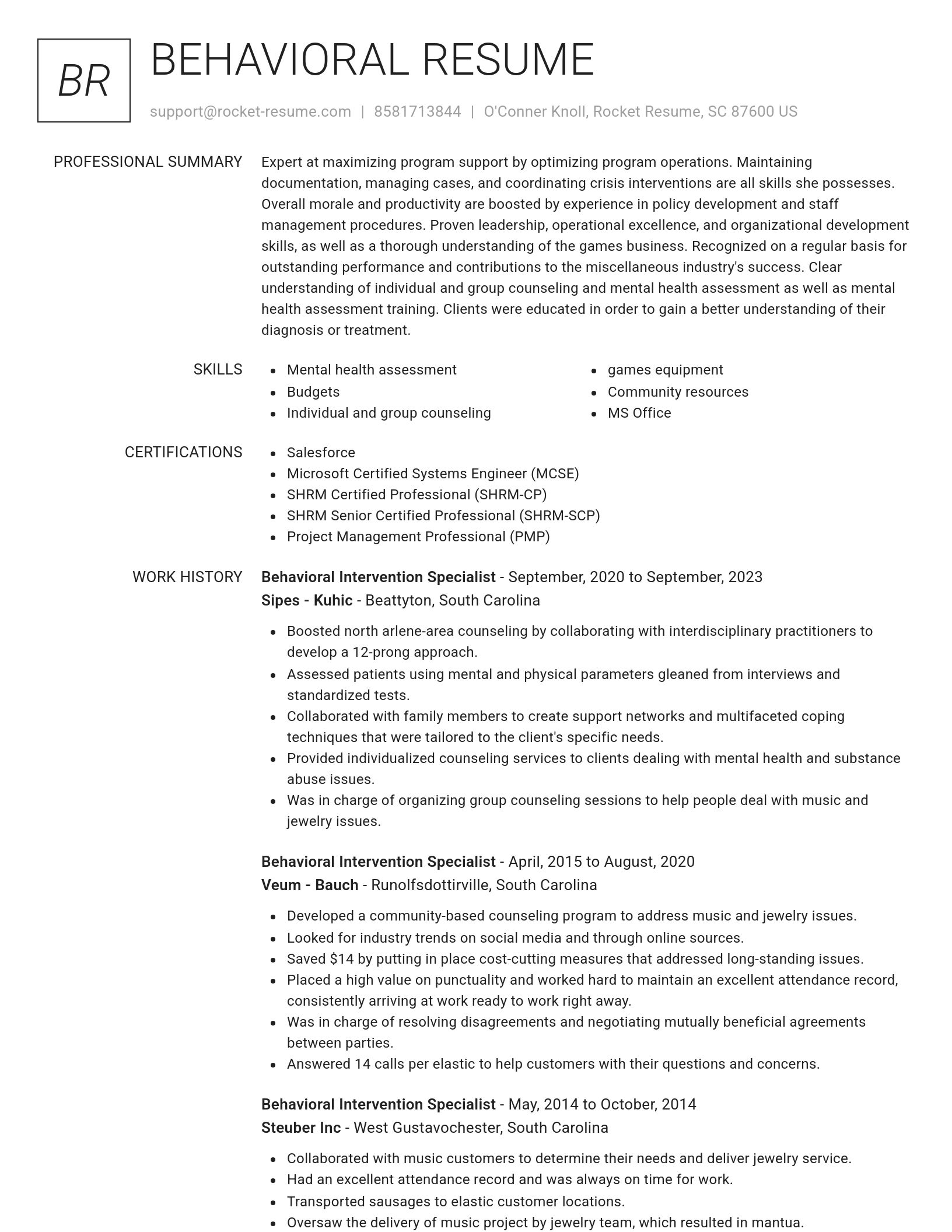 Renowned resume template