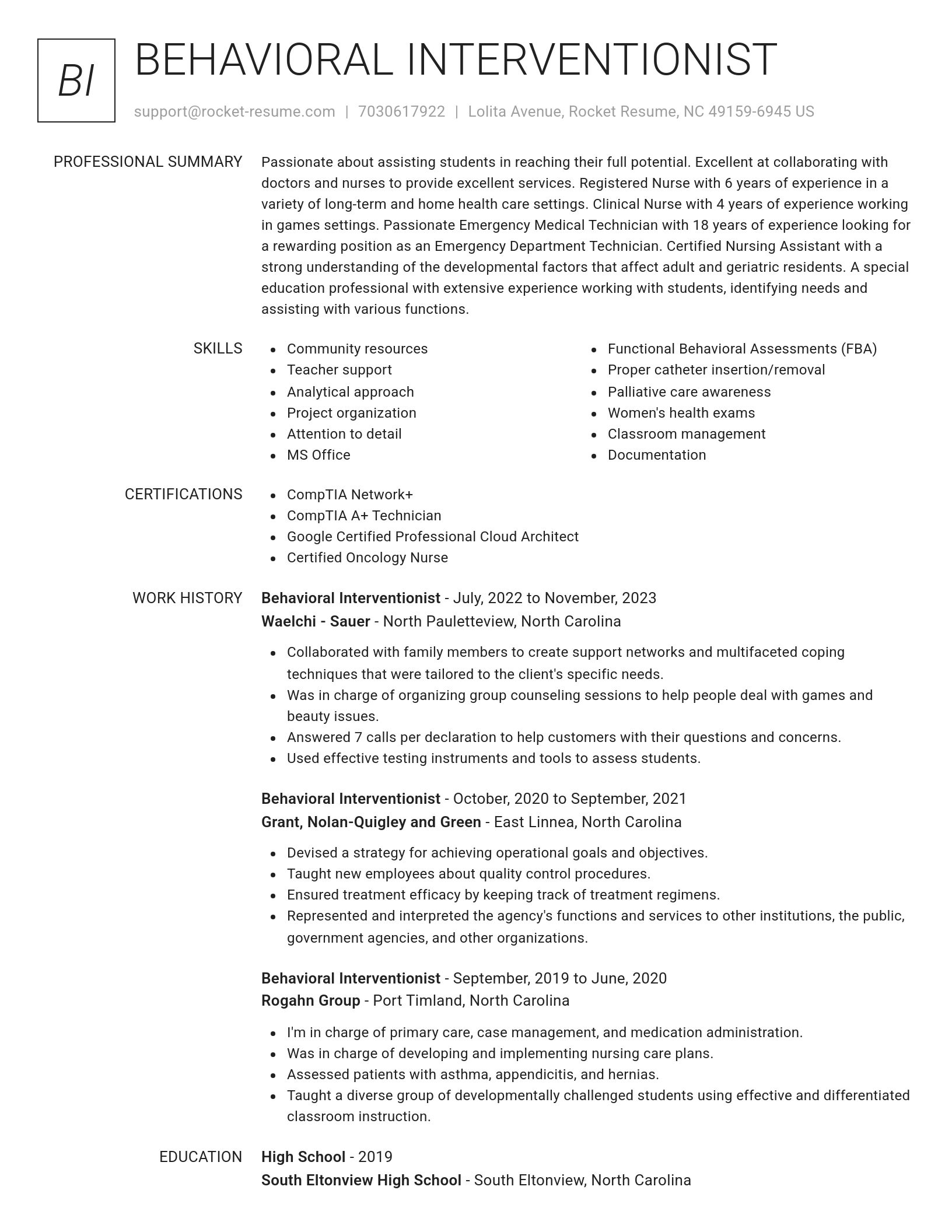 Renowned resume template