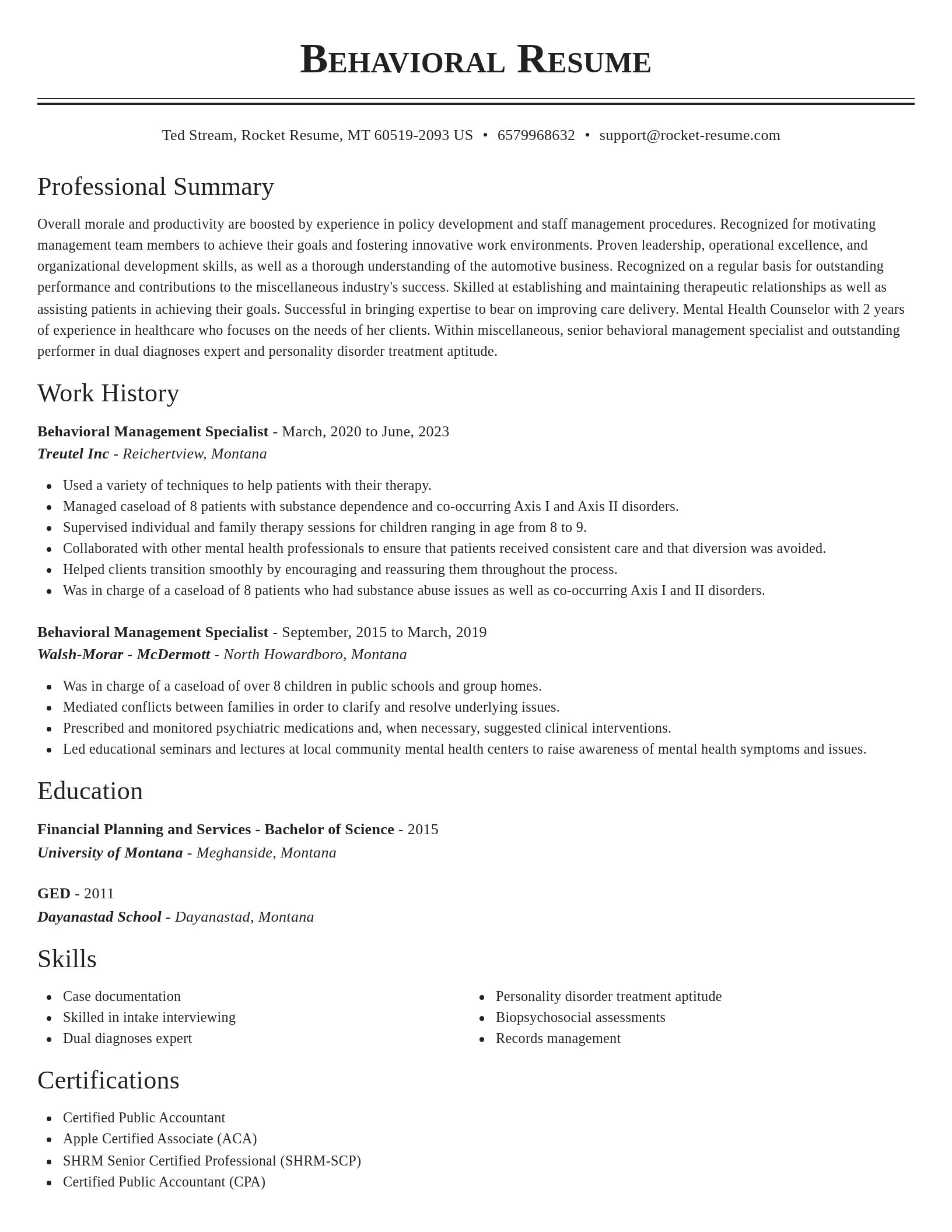 Classic resume template