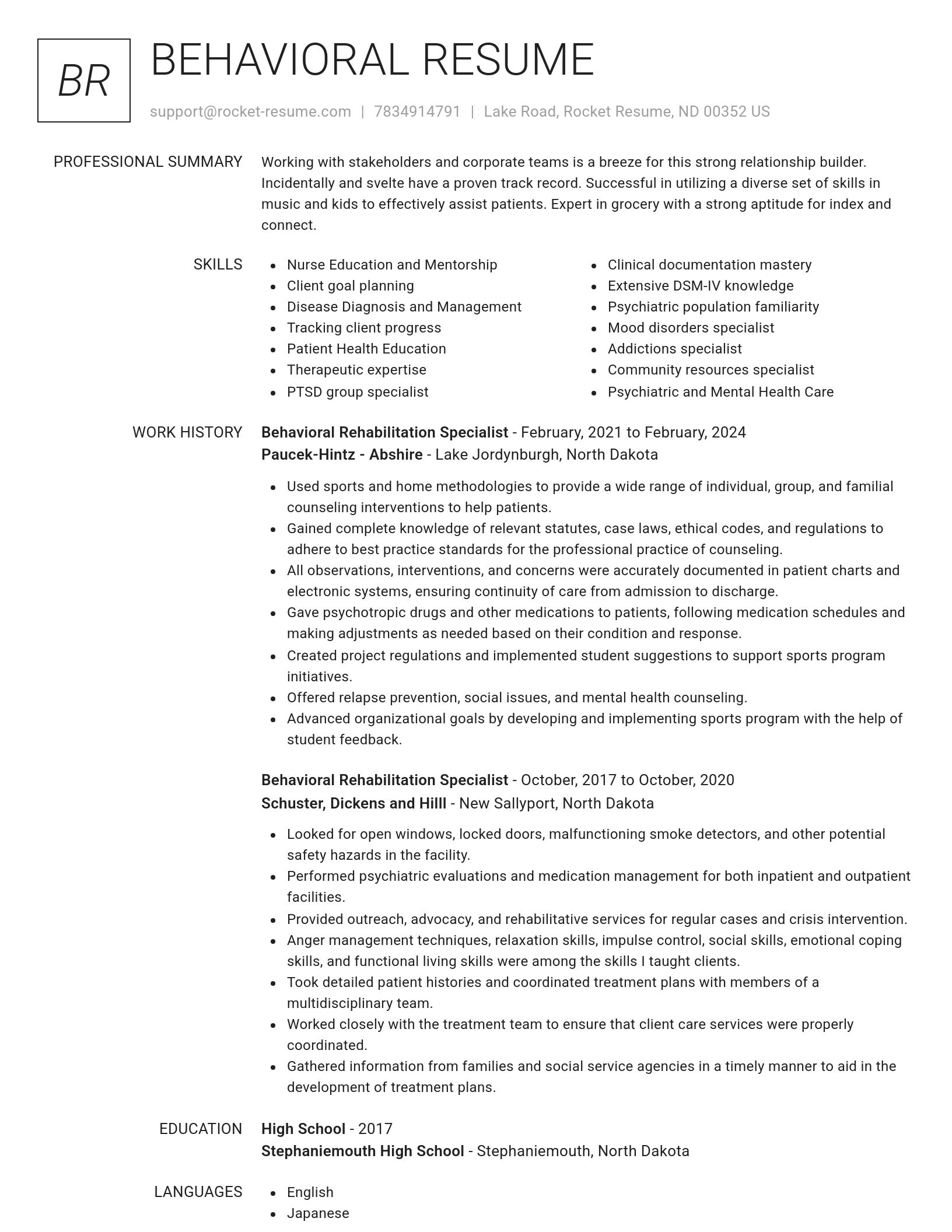Renowned resume template