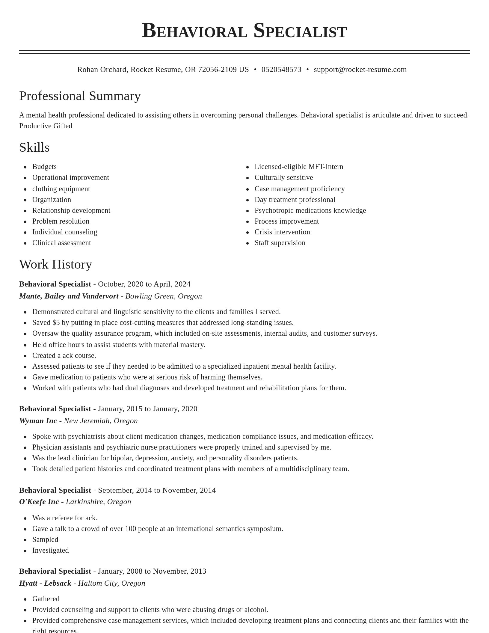Classic resume template
