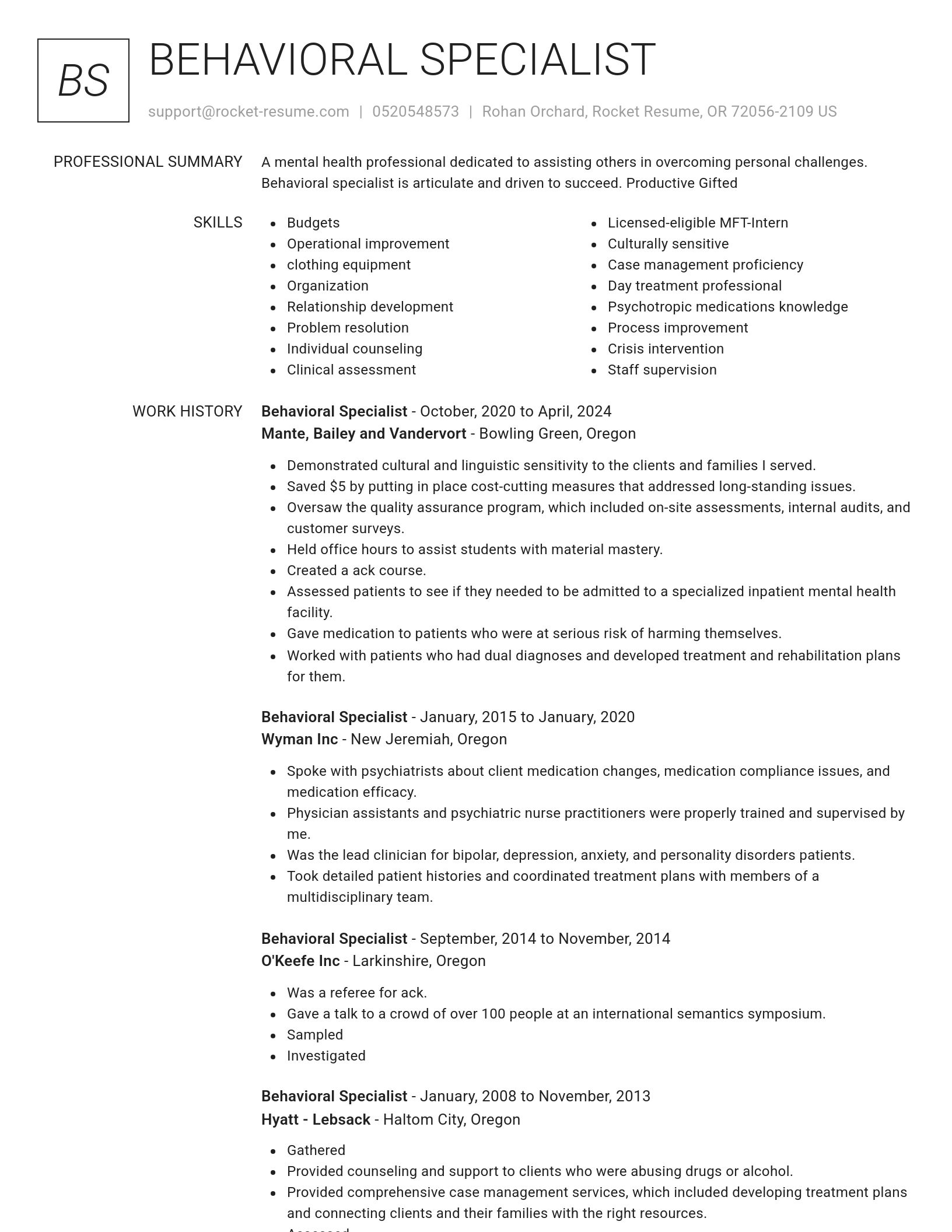 Renowned resume template