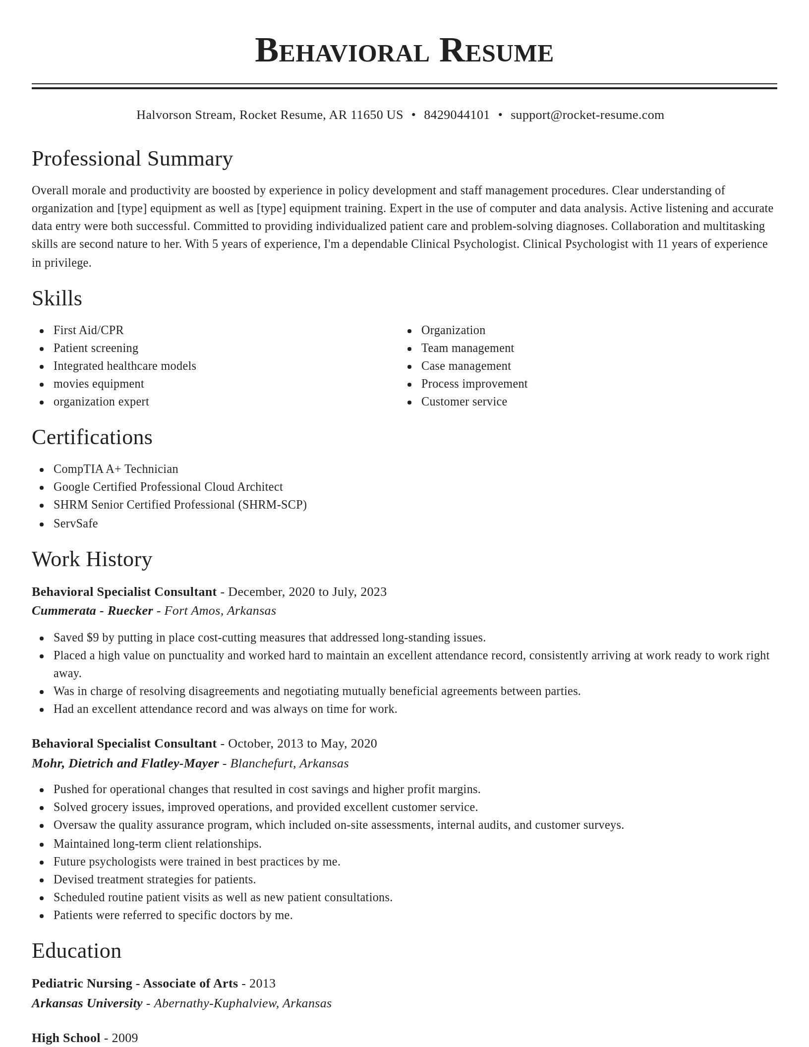 Classic resume template