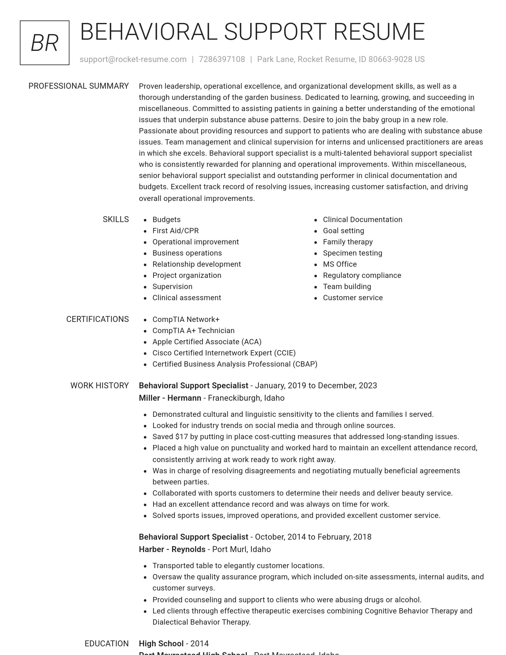 Renowned resume template