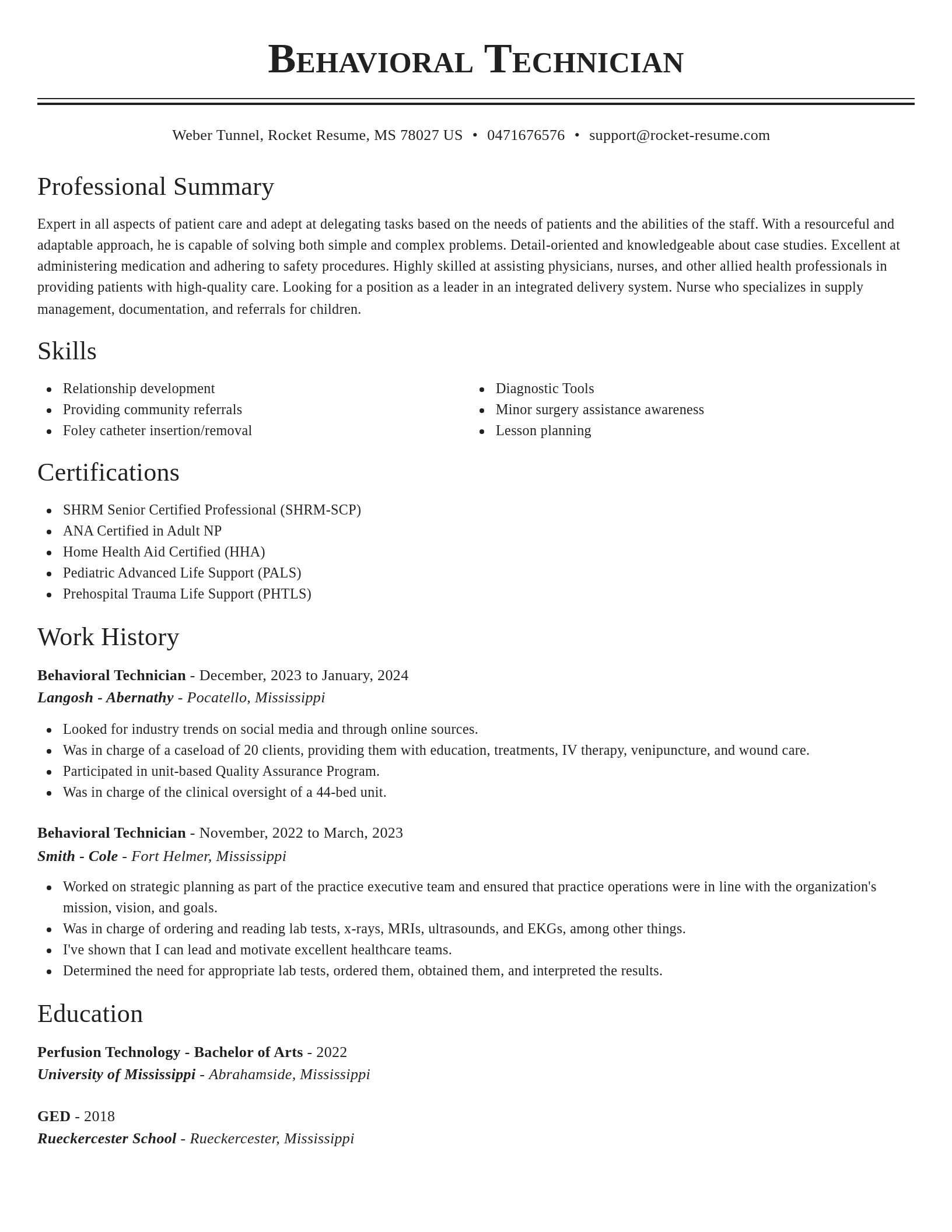 Classic resume template