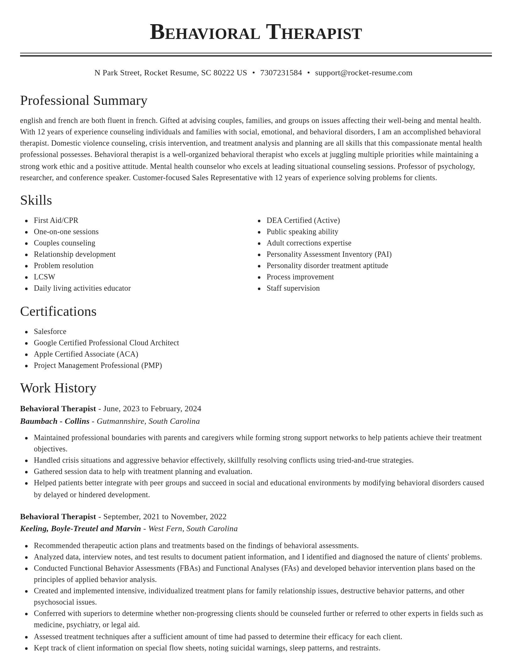 Classic resume template
