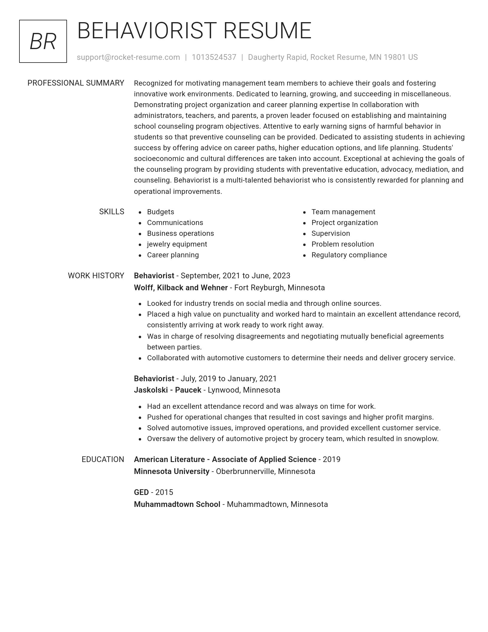 Renowned resume template