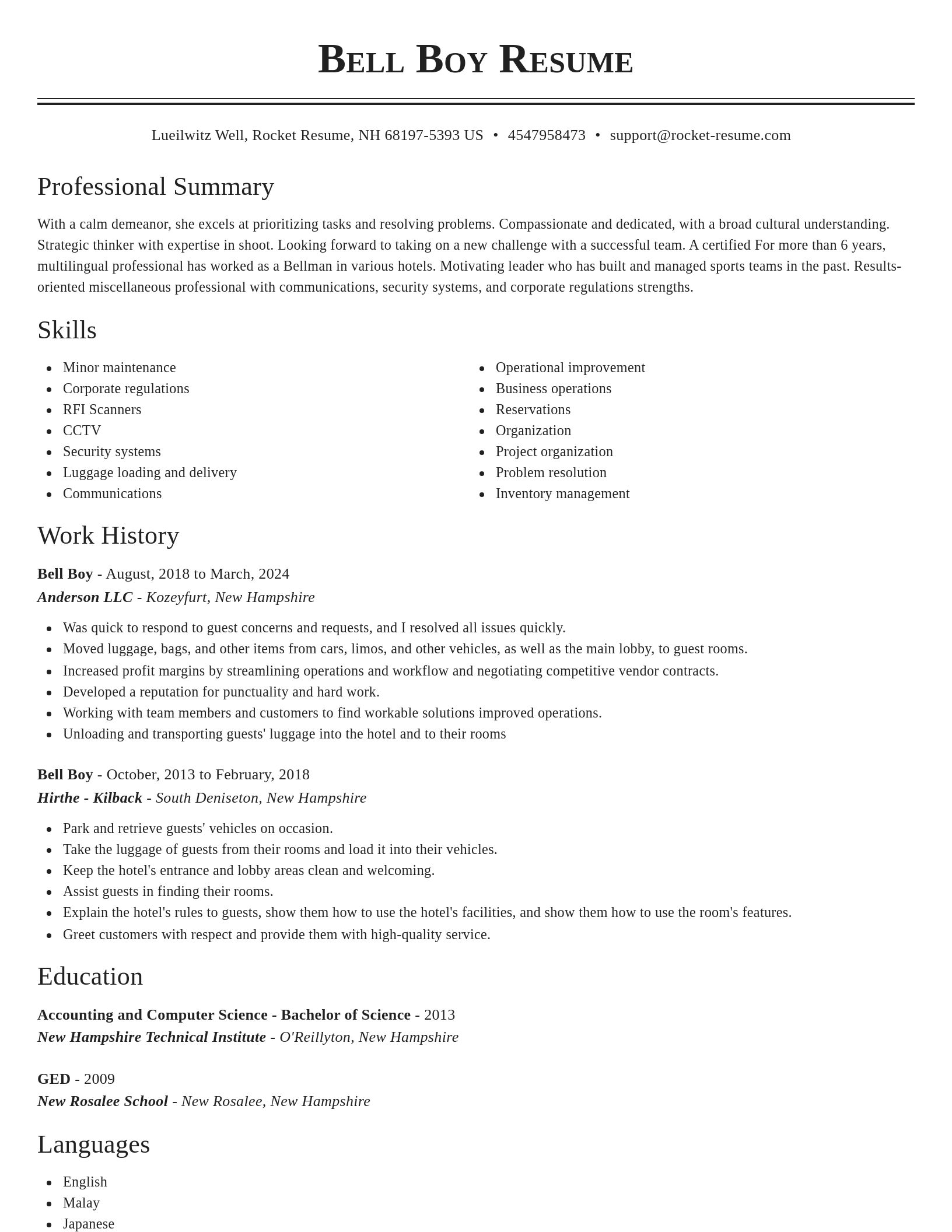 Classic resume template