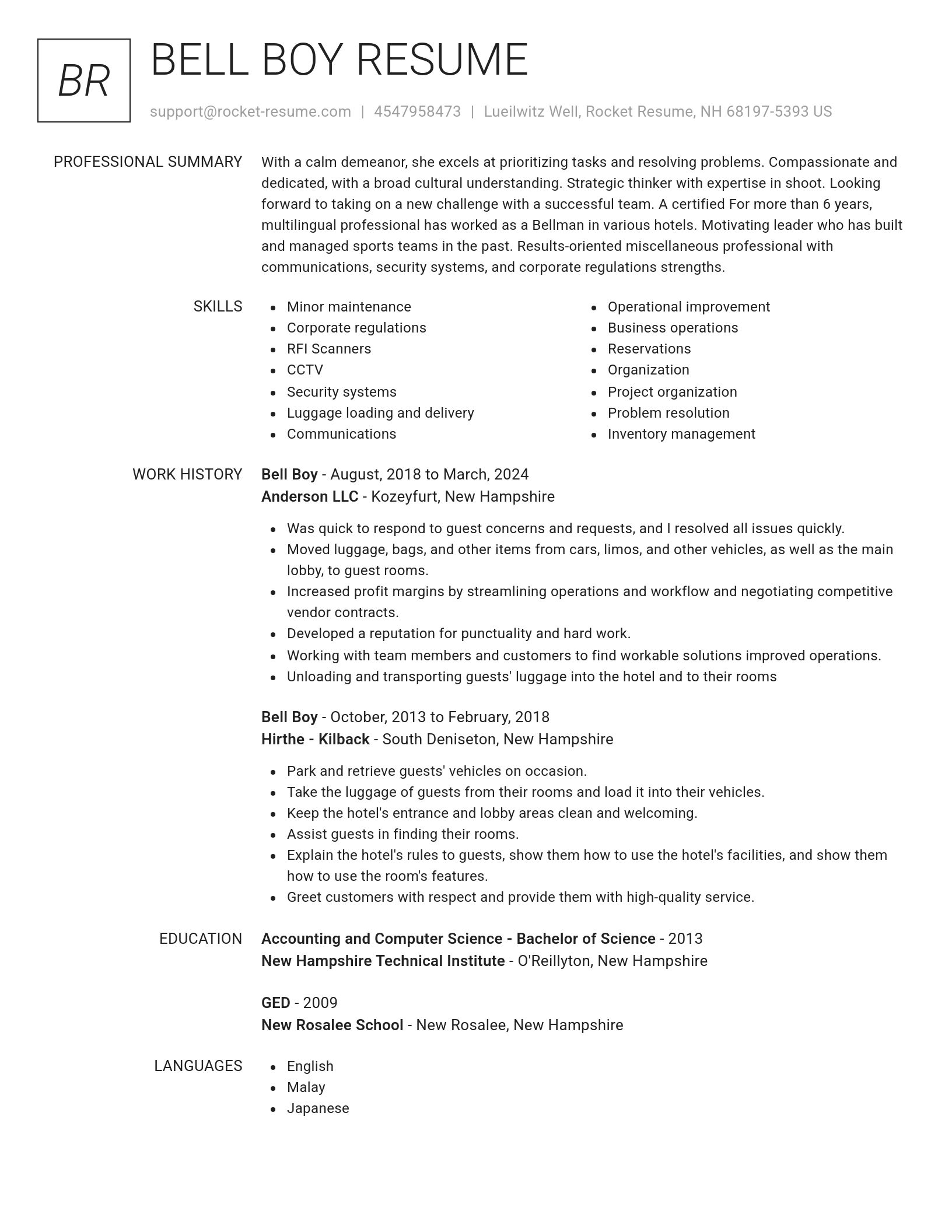 Renowned resume template