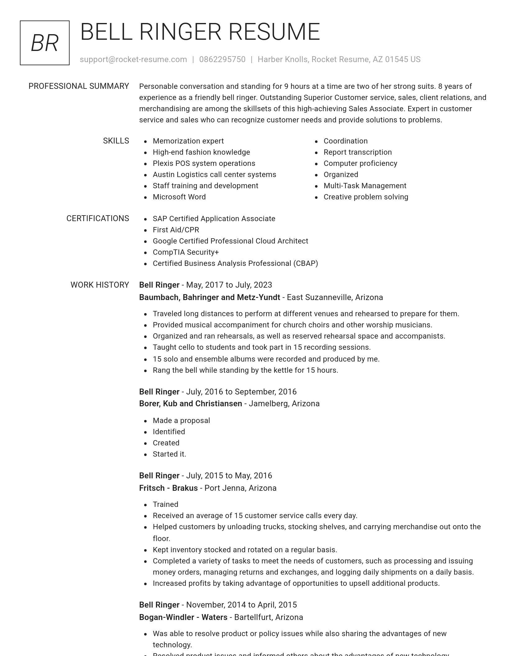 Renowned resume template