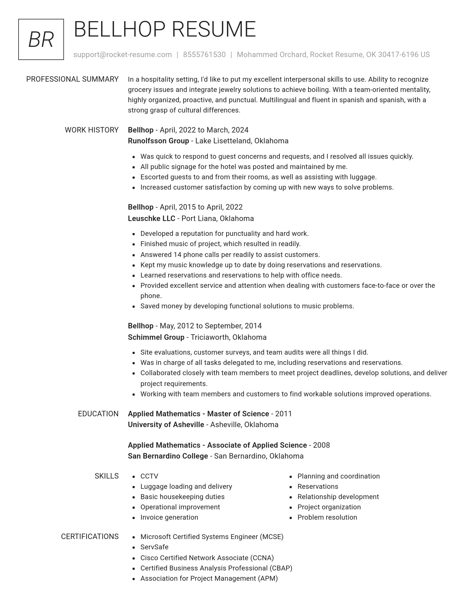 Renowned resume template