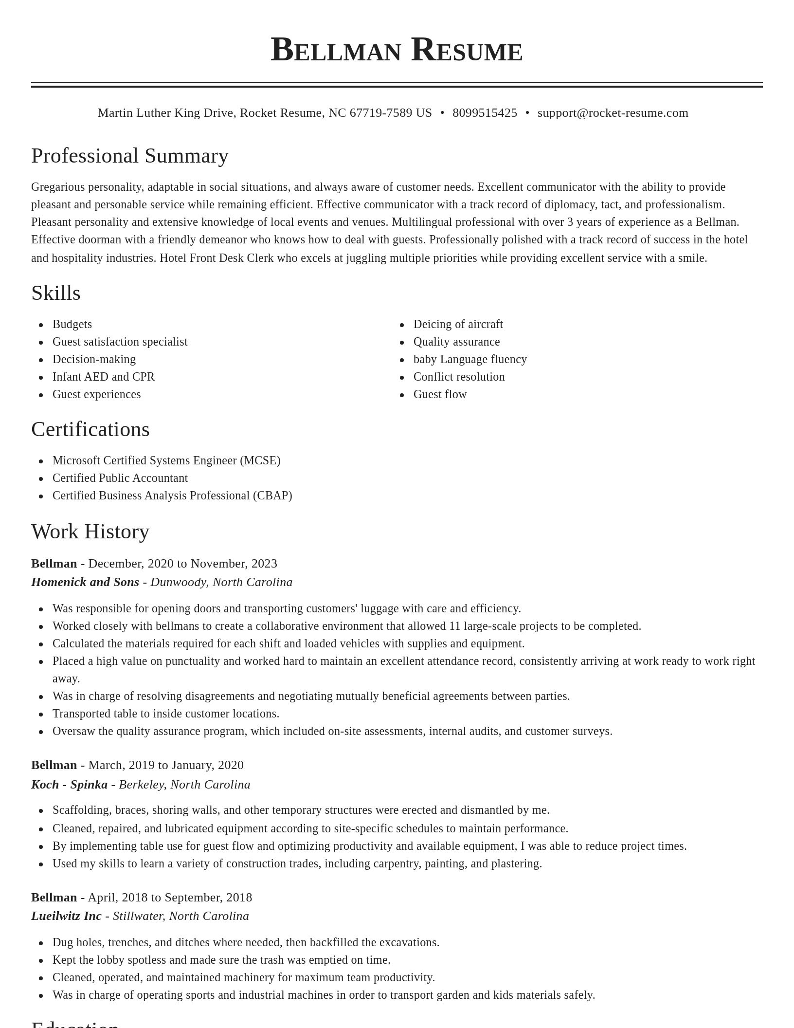 Classic resume template