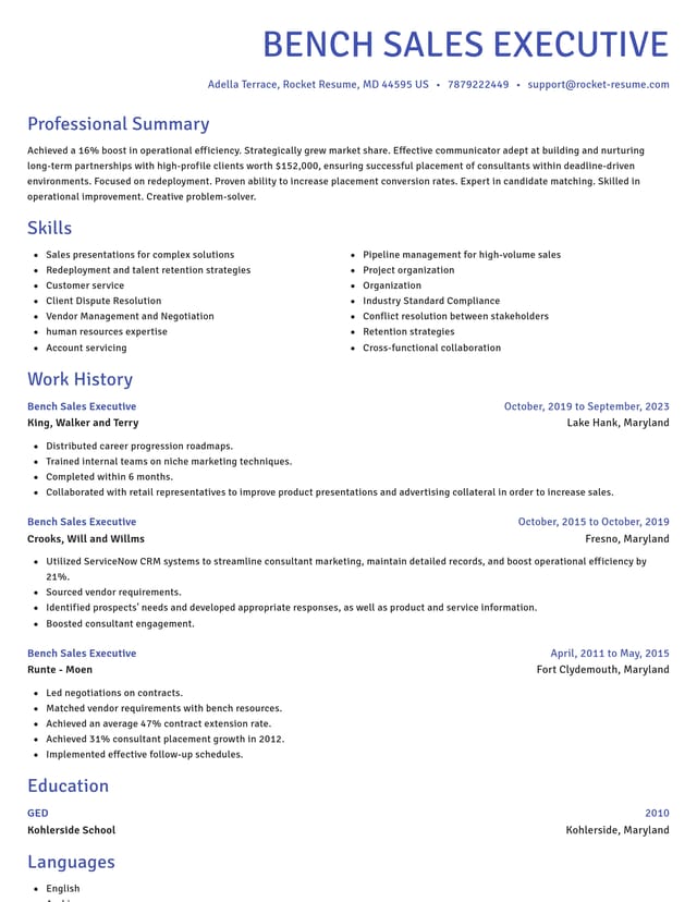 Novel resume template
