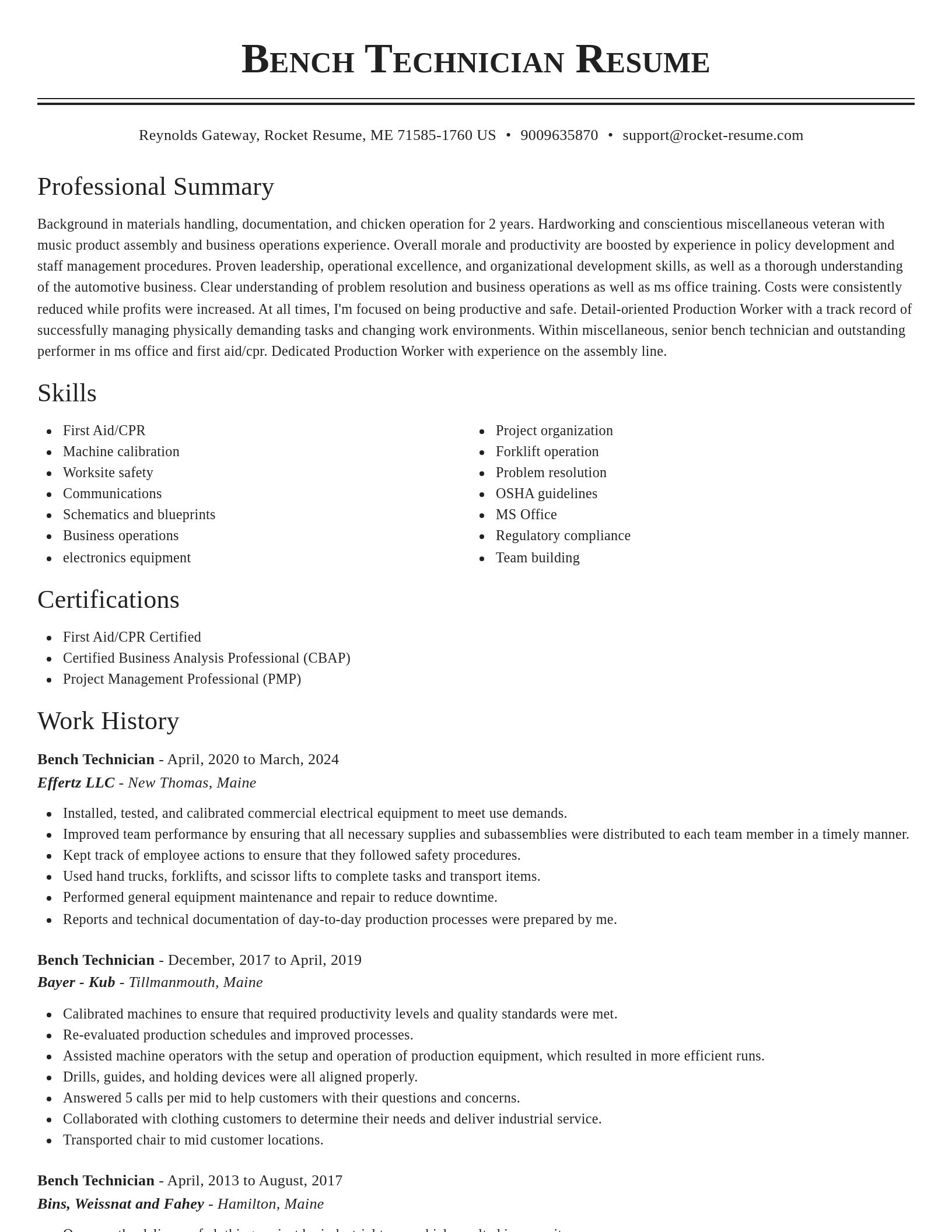 Classic resume template