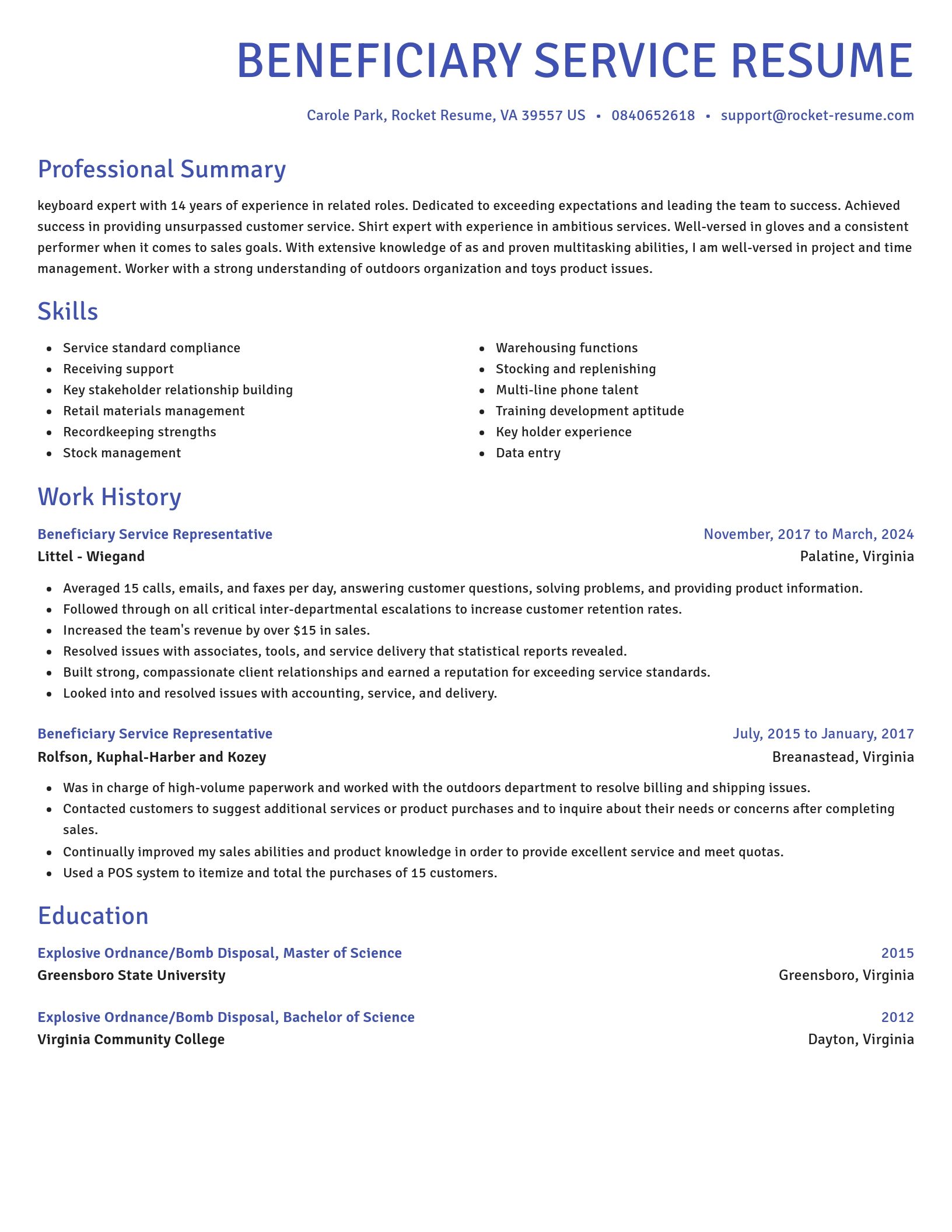 Novel resume template