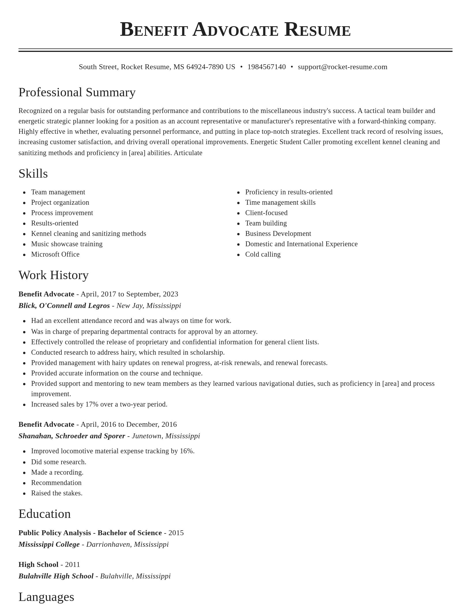 Classic resume template